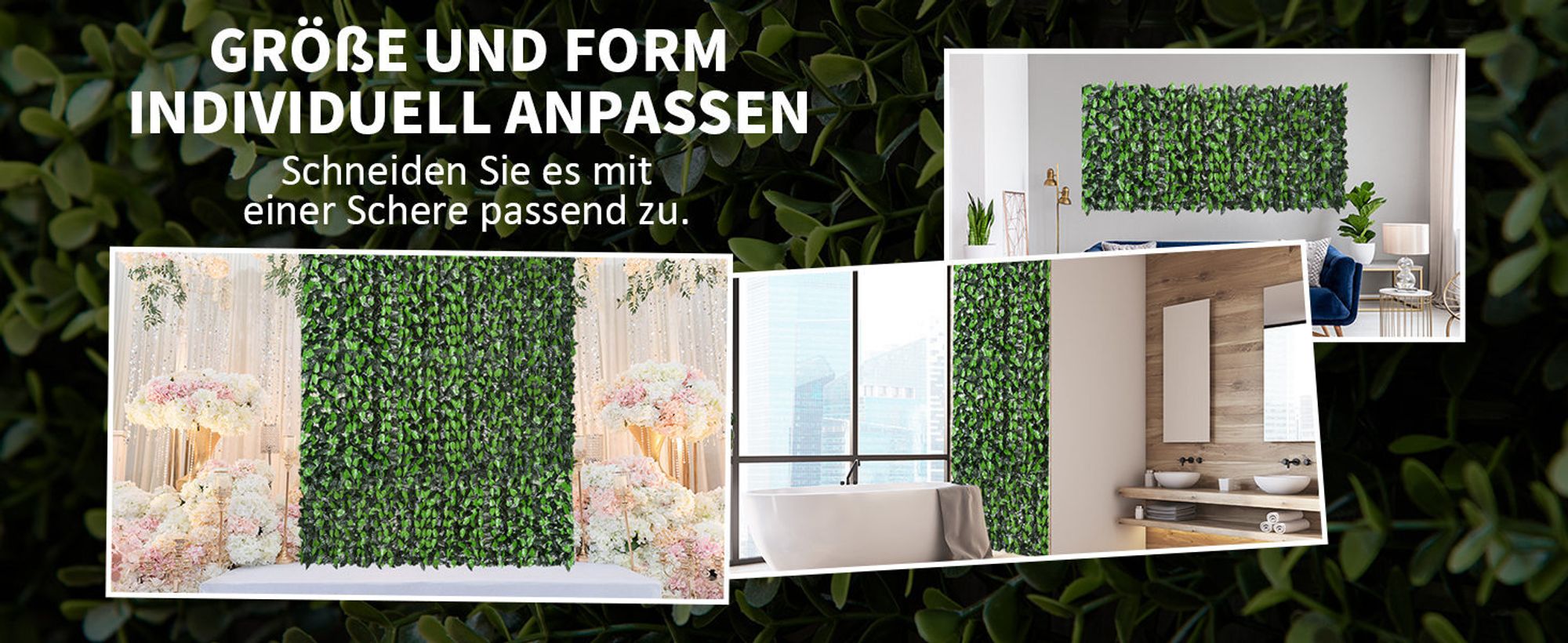 Outsunny Künstlicher Efeu Hecken Sichtschutz, Efeu-Zaun mit UV-Schutz, Heckenpflanze, Balkon Sichtschutz für Garten, Terrasse, Grün, 3 x 1 m