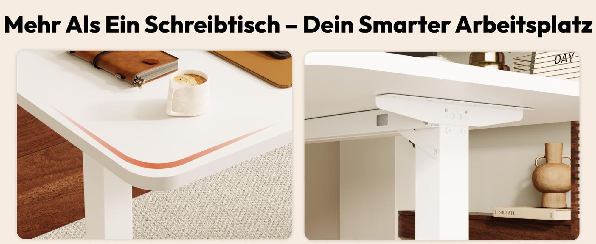 SANODESK QS1 Höhenverstellbarer Schreibtisch Elektrisch EINTEILIGE TISCHPLATTE, 4 Speicherplätzen, Haken & Kabelmanagement, 120x60cm (Weiß)
