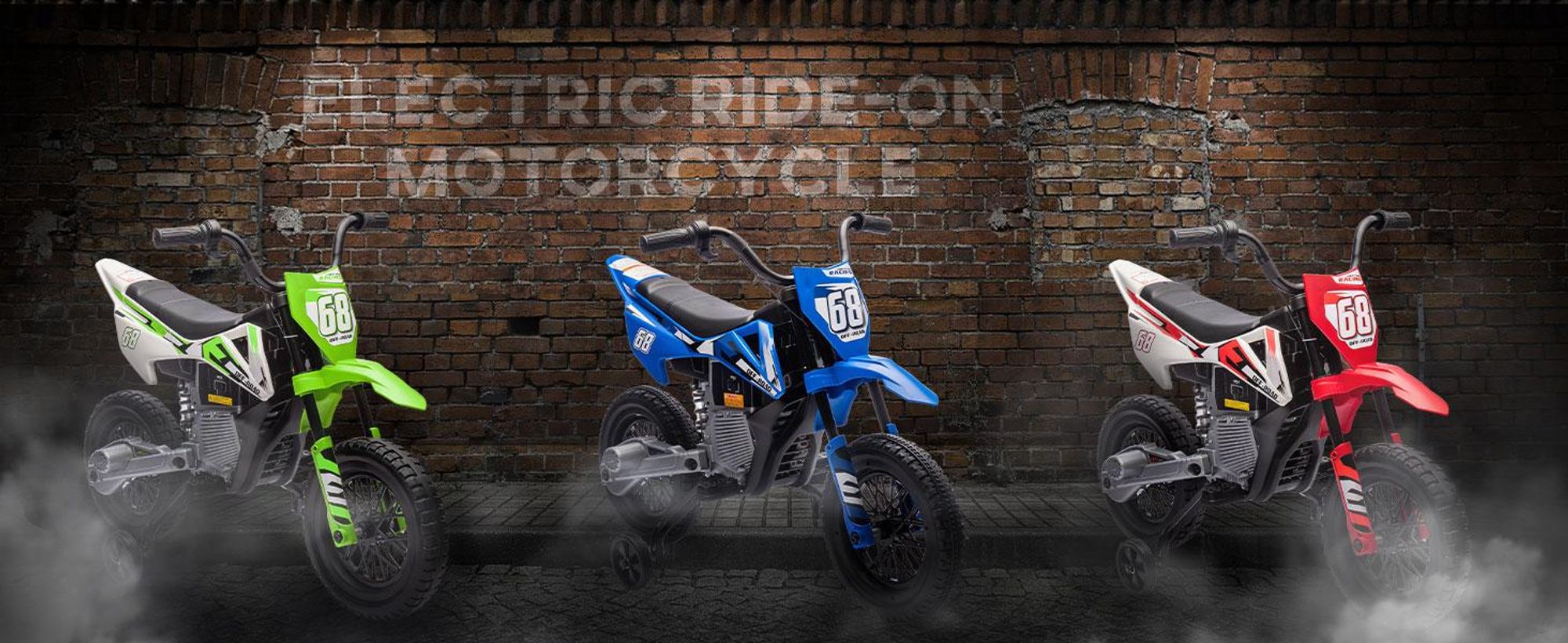 AIYAPLAY Elektryczny motocykl dziecięcy Elektryczny motocykl z muzyką, dla dzieci 2,4-5 km/h Elektryczny motocykl z 2 kółkami bocznymi dla dzieci w wieku 3-6 lat, niebieski