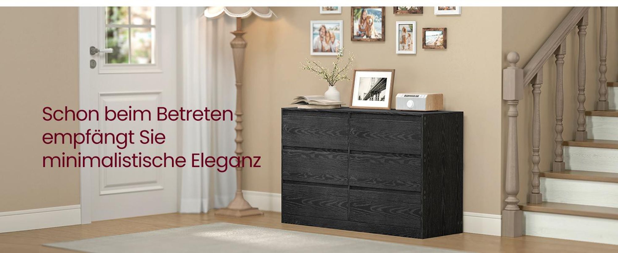 VASAGLE Kailyn Kollektion - Kommode mit 6 Schubladen, Aufbewahrungsschrank