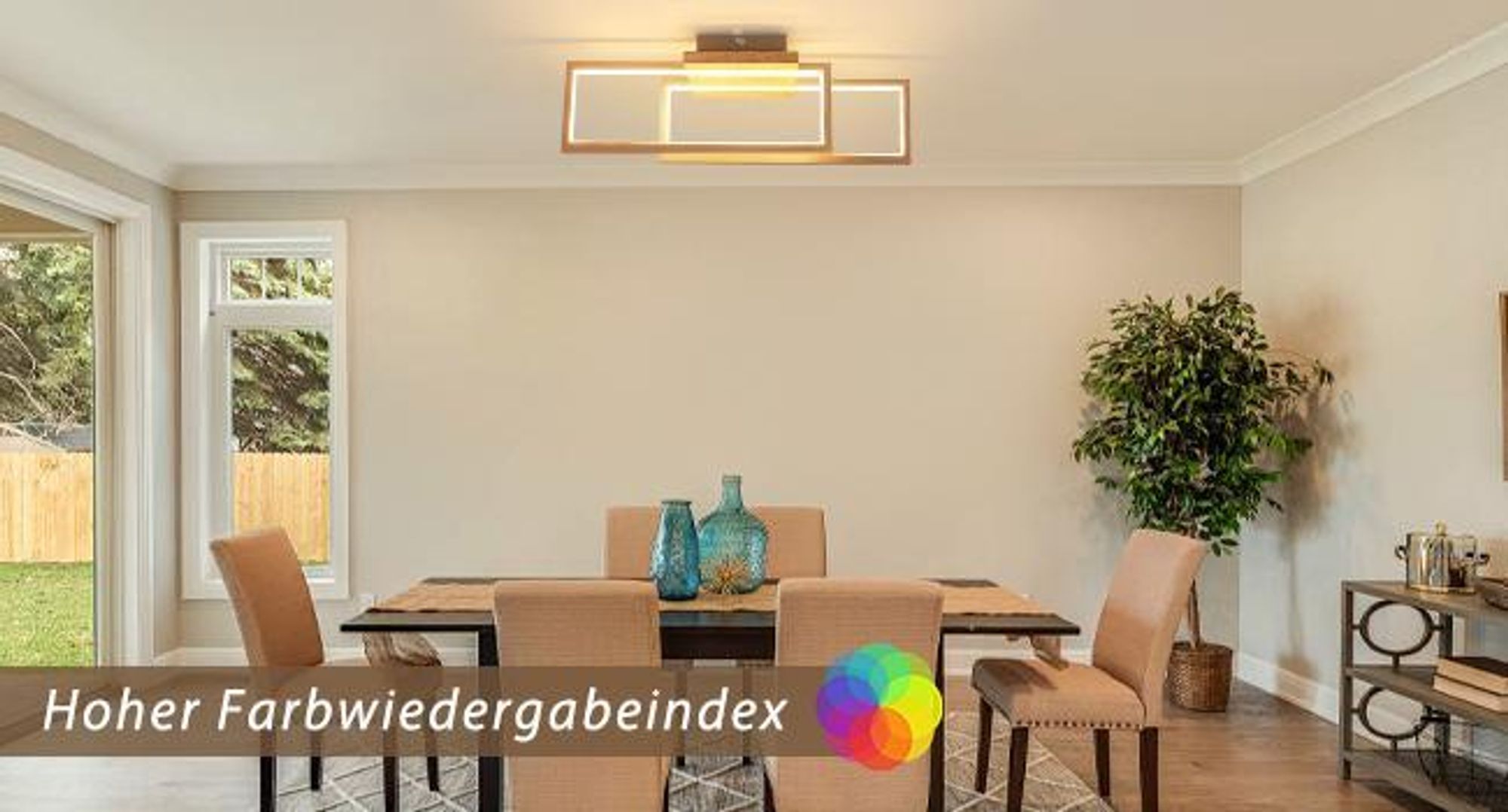 ZMH Lampa sufitowa LED Drewniana lampa sufitowa 24 W Lampa kuchenna Lampa do salonu Lampa ścienna Korytarz Prostokątna do kuchni Salonu Schodów Lampa Ciepła biel 3000 K 48 cm