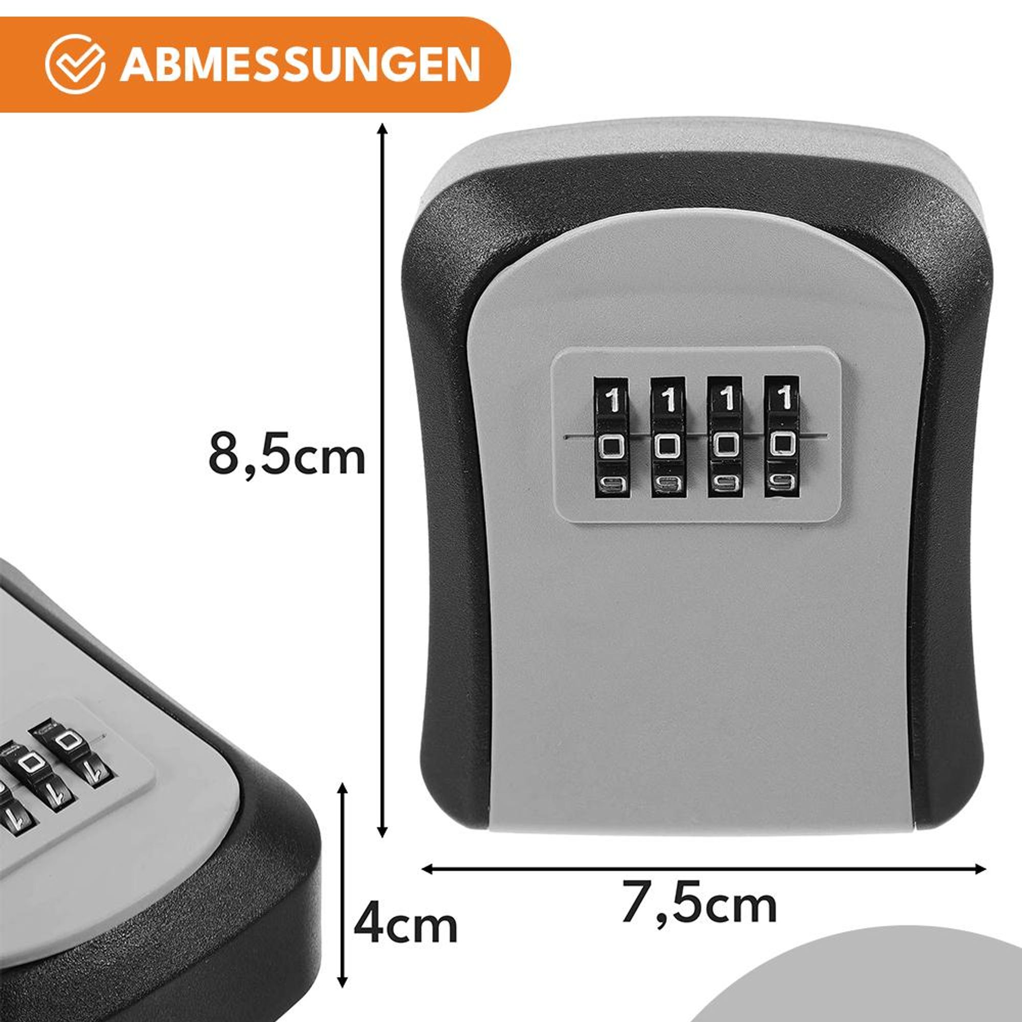 KRUMAD Schlüsseltresor mit 4-stelligem Zahlencode, Schlüsselkasten zur Wandmontage, Schlüsselbox mit Schutzklappe für Haus & Büro