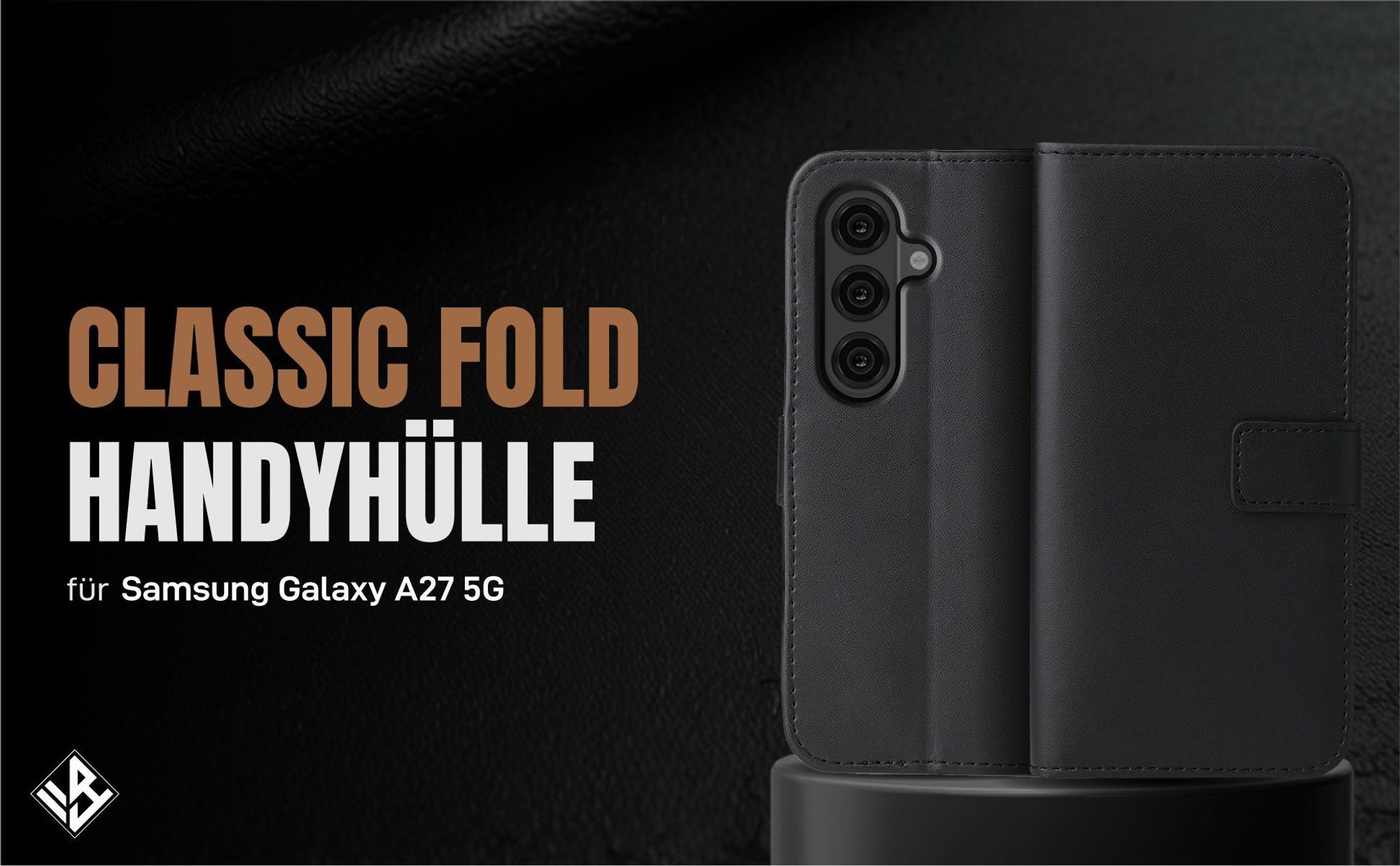 Schwarze Klapphülle für Samsung Galaxy A27 5G mit Wallet-Funktion