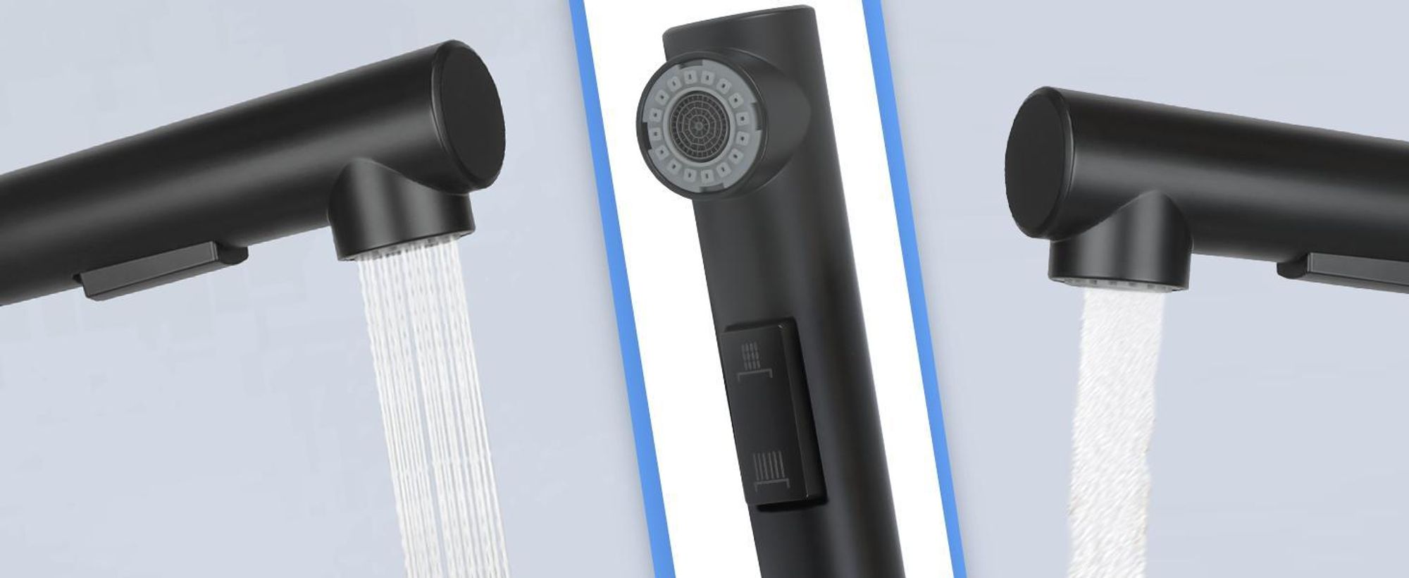 ZMH Wasserhahn Ausziehbar Küchenarmaturen Schwarz Mischbatterie mit Brause Spültischarmatur 360° Drehbar Armatur Edelstahl mit 2 Strahlarten