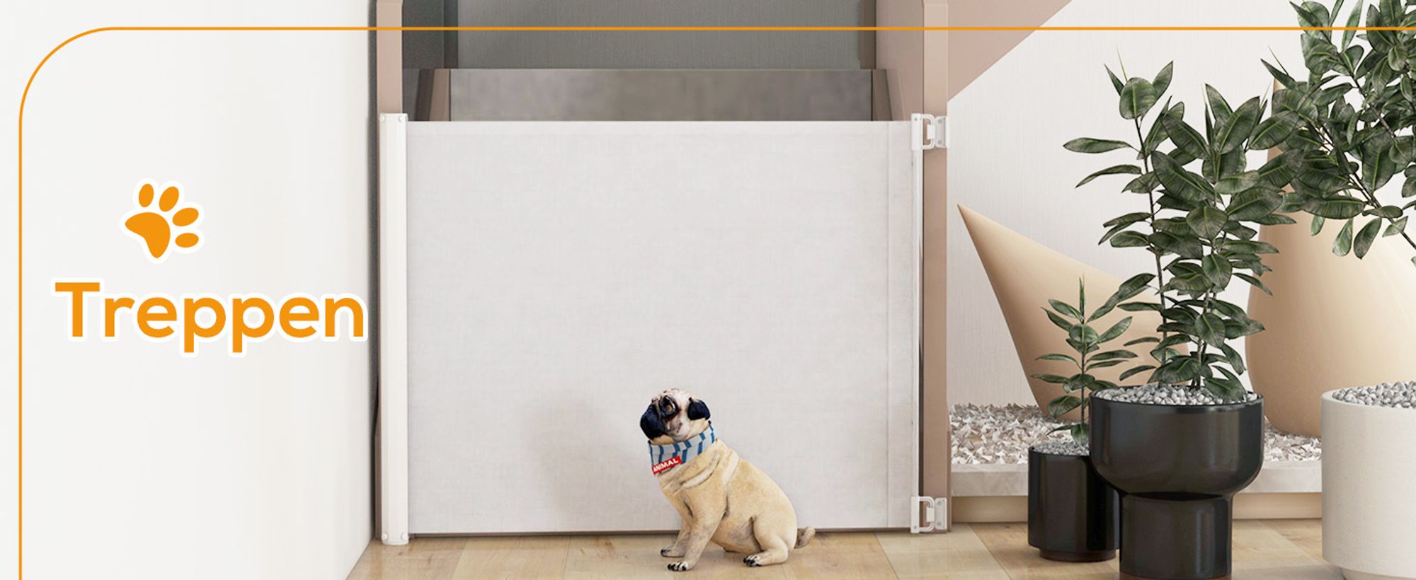 PawHut Hunde Türschutzgitter Treppenschutzgitter Treppenschutz Sicherheitstrennwand Trennwand Türschutz Treppenschutzgitter ausziehbar treppenschutzrollo Rollo Einrollbar PVC Weiß 115 x 82,5 cm