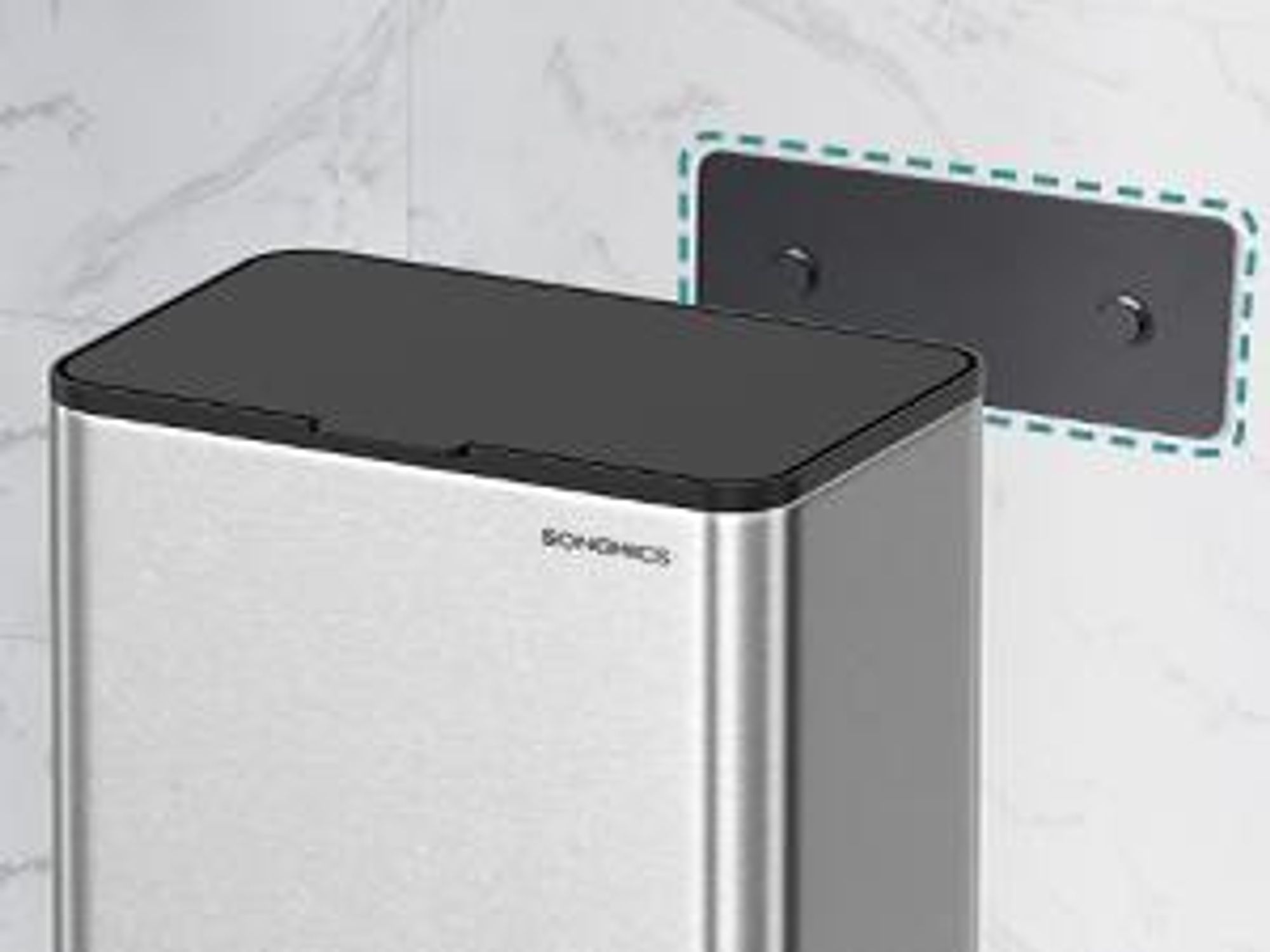 SONGMICS Mülleimer hängend, 8 L Komposteimer Küche, Stahl-Abfalleimer mit Deckel für Biomüll, mit Haken