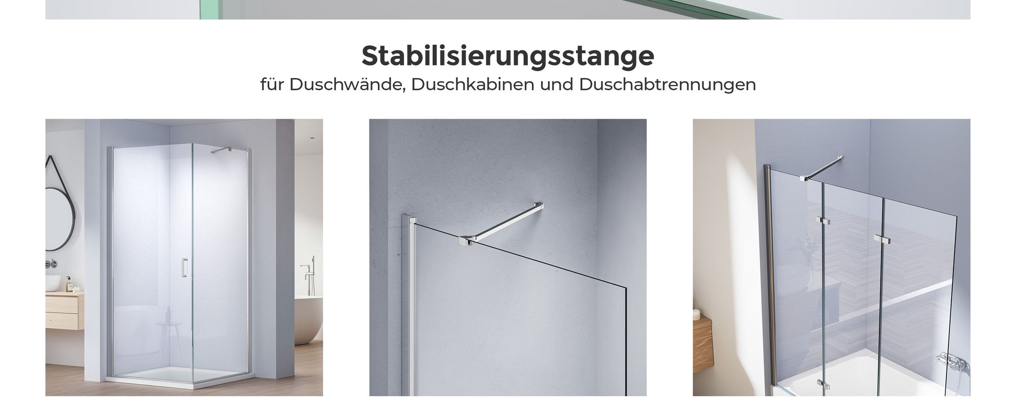 Heilmetz Haltestange Duschwand Stabilisator mit Drehbarem 180° Gelenk Stützstange aus Edelstahl Stabilisierungsstange 50cm für 6-8mm Seitenwand