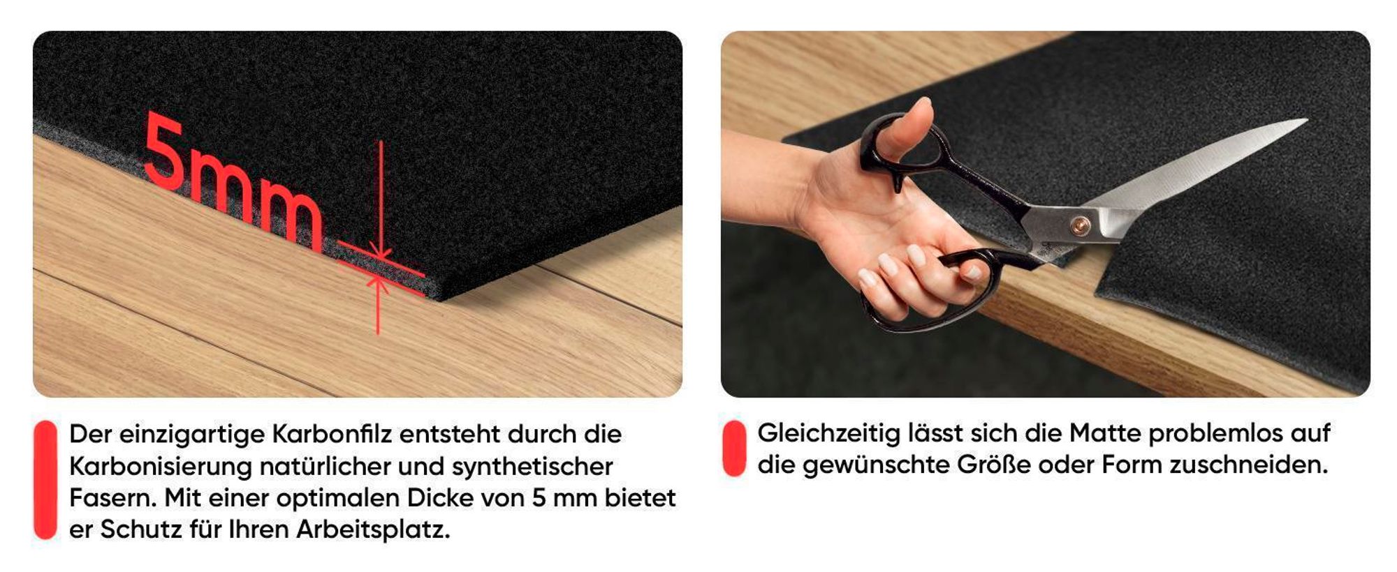 Feuerfeste Unterlage 1x1 m - Hitzeschutzmatte hitzebeständig bis 982 °C - Brandschutzmatte als ideale Feuerschutzmatte - schwarz