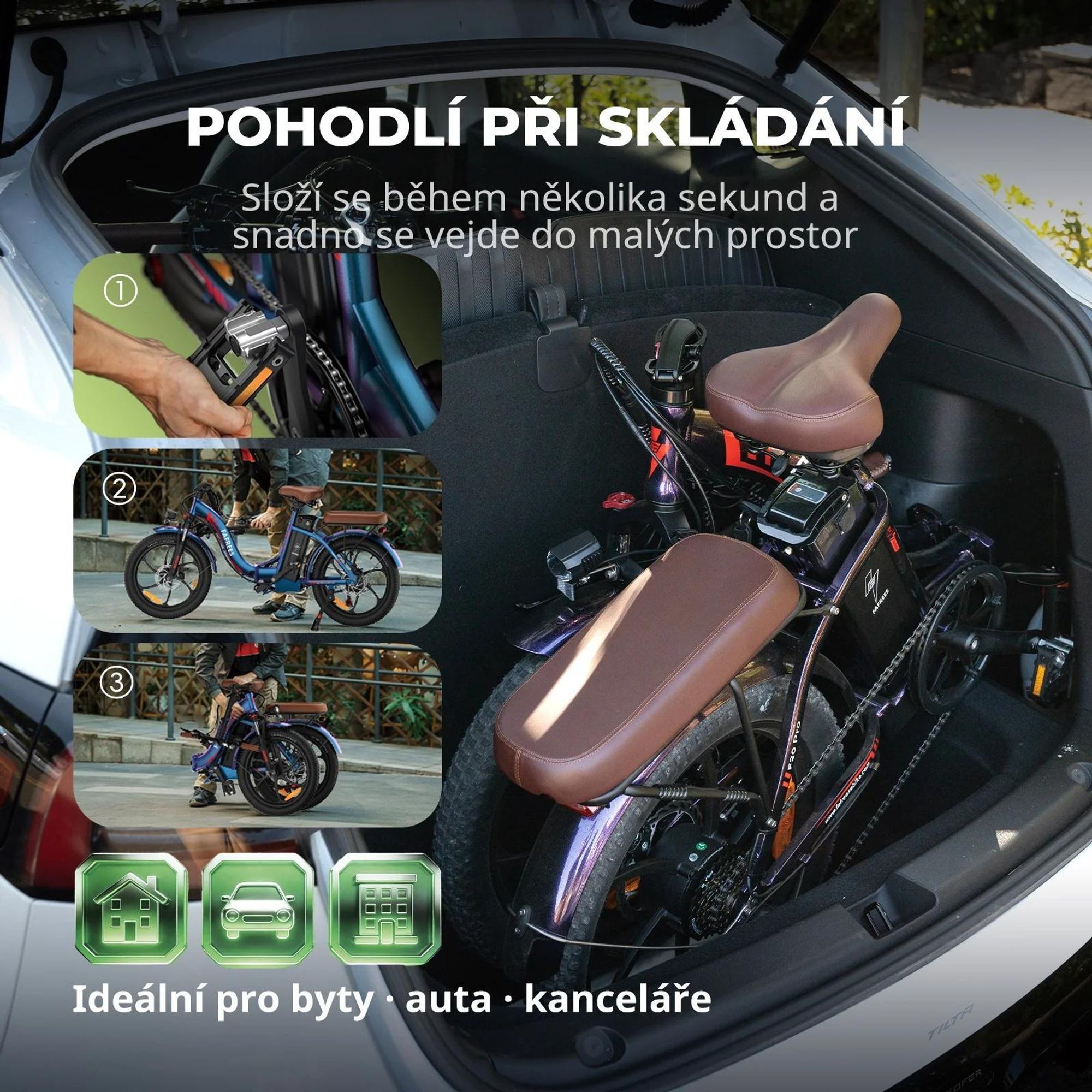 Elektrokolo FAFREES F20 Pro - Motor 250W Baterie 36V20Ah Pneumatiky 20" Mechanické Kotoučové Brzdy - Modrá Aurora