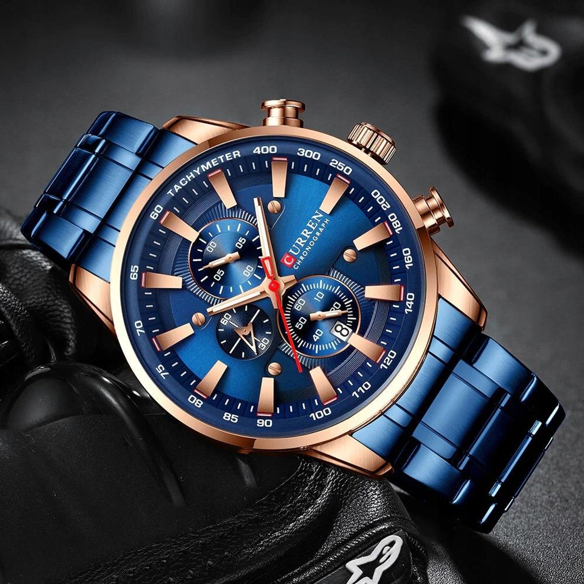 CURREN Herren-Armbanduhr klassisch elegant Chronograph mit Datumsanzeige