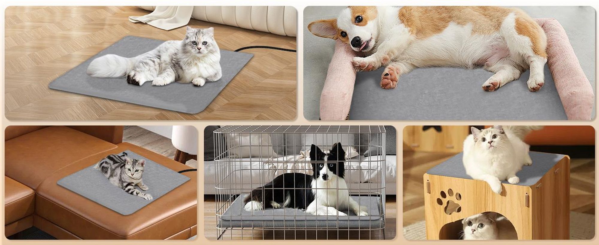 Heizdecke Hund, Heizmatte Katze, Haustier Heizkissen, Wärmematte, Wärmedecke, 9 Temperaturstufen, Waschbar Wärmedecke Elektrisch Hund mit Timer