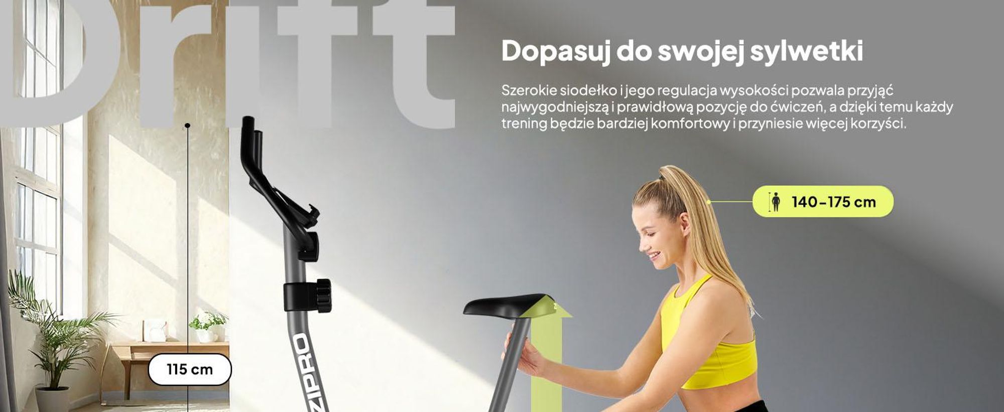 Rower treningowy Zipro Drift – magnetyczny rower fitness  z masą obrotową 6 kg Cichy rower treningowy do użytku domowego Kompaktowy, z pomiarem tętna  Uchwyt na tablet