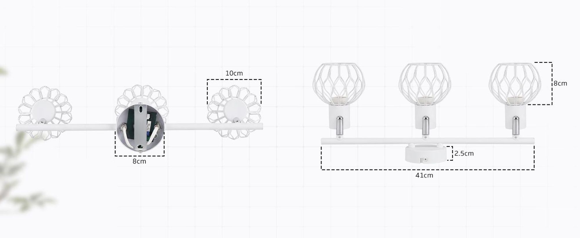 ZMH LED stropné svietidlo, 3 žiarovky, podhľavná lampa E14, kov, kuchynská lampa, otočná o 350°, lampa do obývačky, stropné bodové osvetlenie, vnútorné bodové svietidlá, chodba, kuchyňa, biela