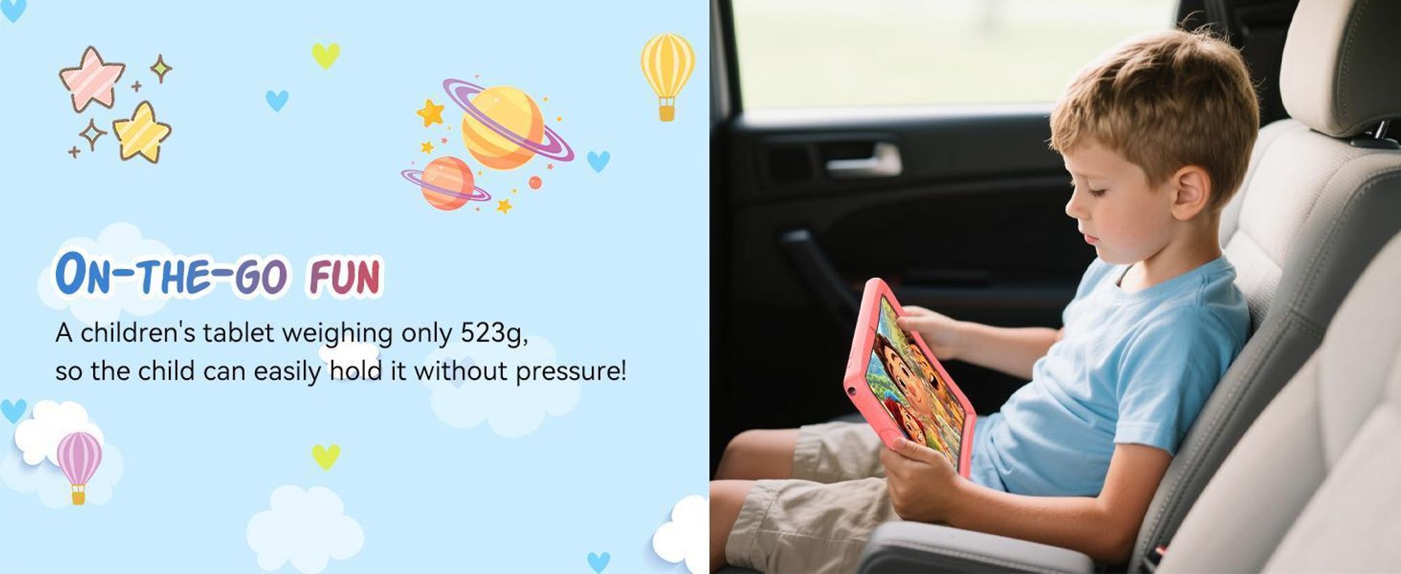 KOBONA-Tabwee K10 Kids 10.1" Rosa Tablet, Google Kids Space, 4+64GB ROM, Android 15 WiFi Tablet für Kind mit Kindgerechte Hülle und Stift, 5000mAh
