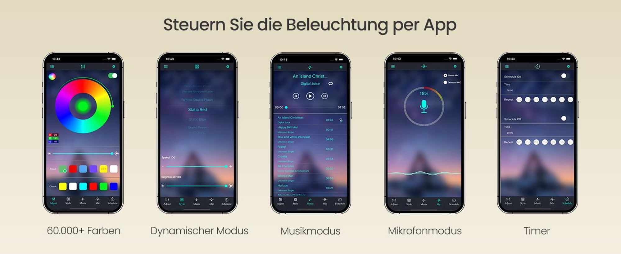 SONGMICS Kommode mit LED-Beleuchtung, Sideboard, Schubladenschrank für Wohnzimmer, mit Ladestation, 5 Schubladen, weiß
