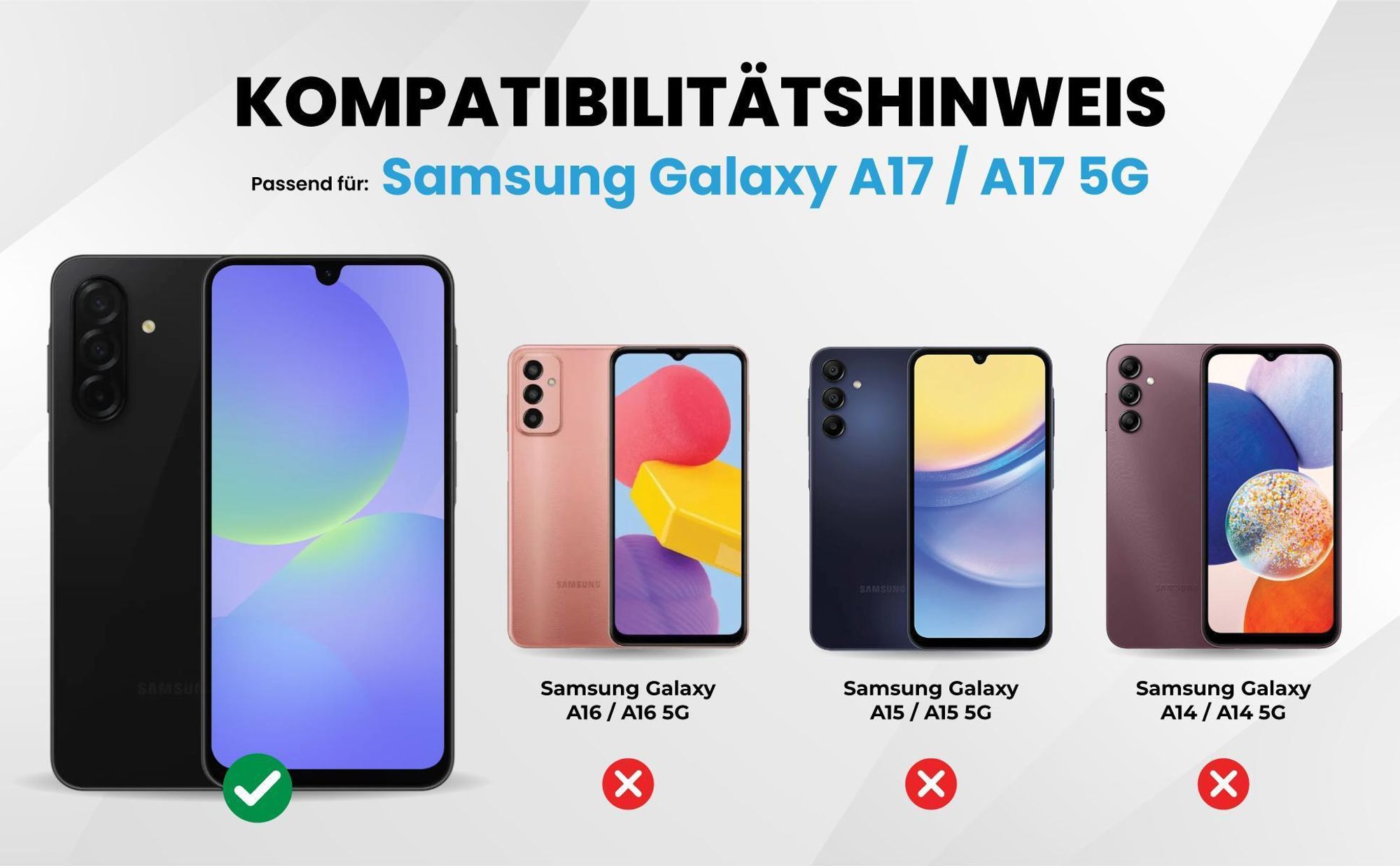 Kompatibilitätshinweise Hülle für Samsung Galaxy A17 / A17 5G