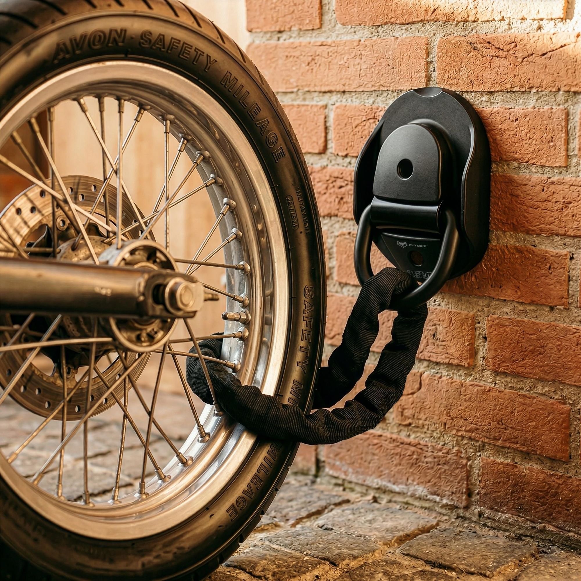 Wandanker Bodenanker für Fahrrad & Motorrad Diebstahlsicherung, 14mm Stahlöse inkl. Montageset, EVI BIKE LockPoint