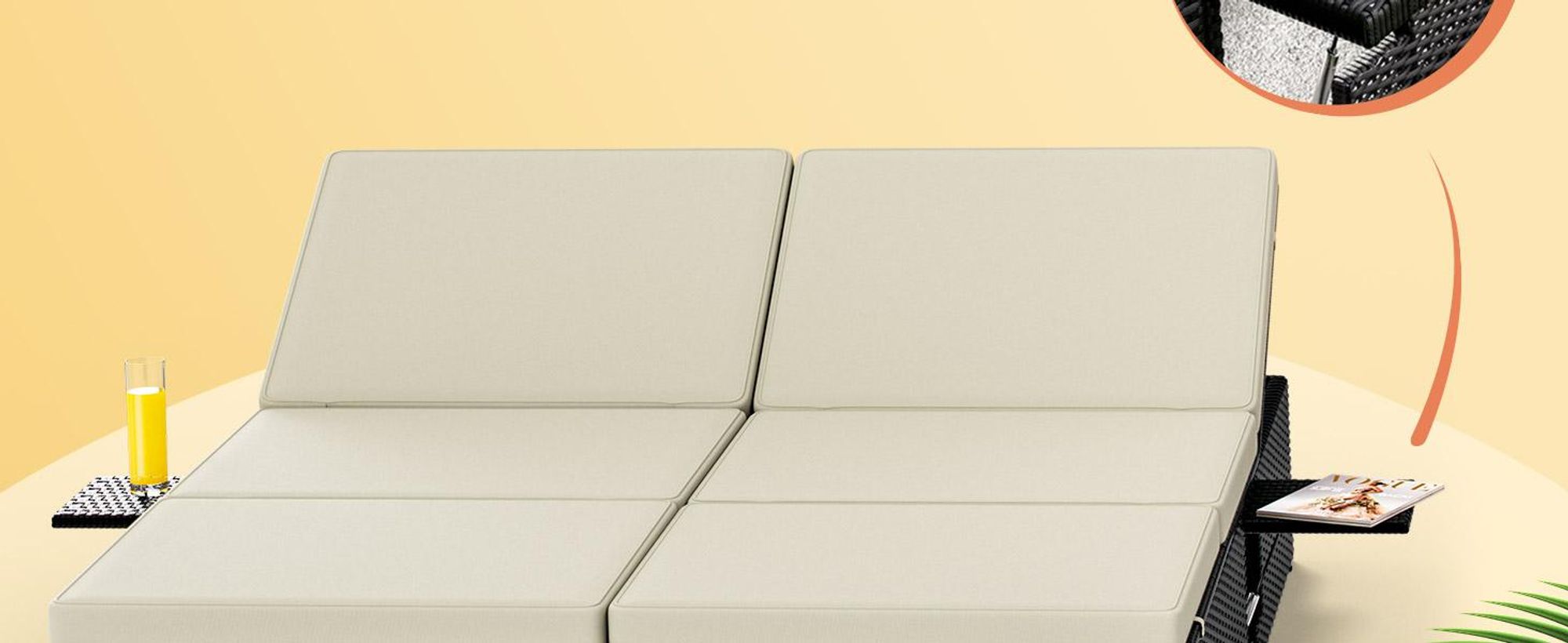 CASARIA Sonnenliege Polyrattan 2 Personen