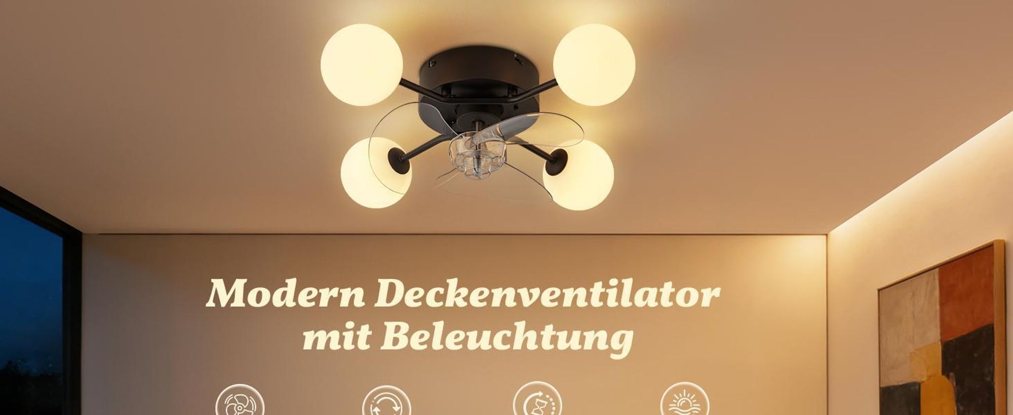 ZMH Stropný ventilátor s osvetlením G9 Tichý stropný ventilátor s diaľkovým ovládaním, 6 rýchlostí, časovač, lampa do kuchyne a jedálne, čierna