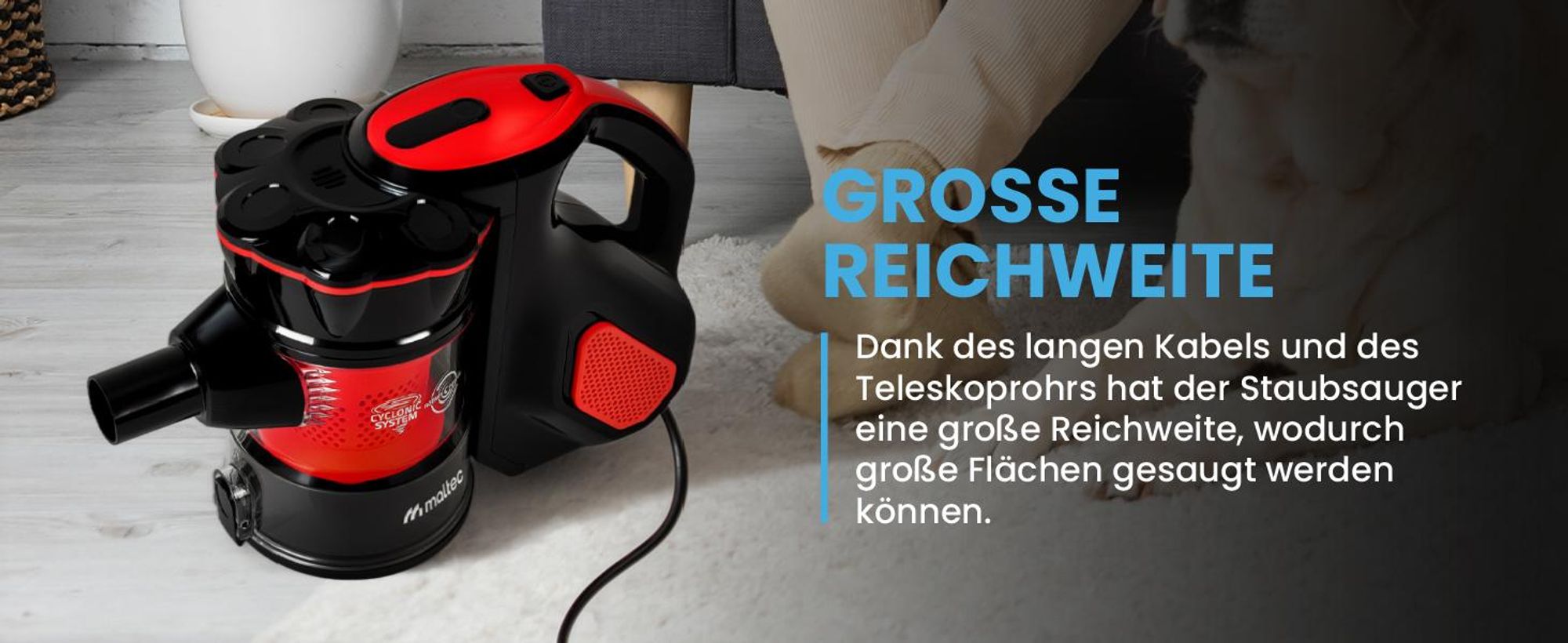 MalTec Handstaubsauger 5in1 600W Zyklon Staubsauger 5in1 Beutellos für Autos Zuhause Camping