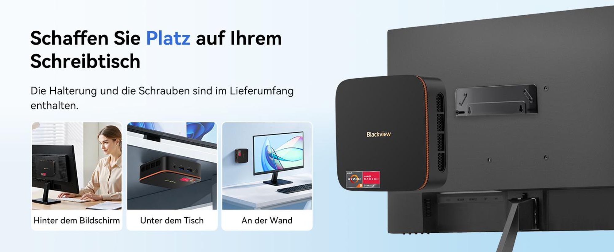 Blackview MP20 Ryzen 3  3300U Desktop-PC, Win 11Pro 3,6 GHz, 16GB RAM 512GB SSD M.2 Mini Computer, 4K Dual Display, WiFi 6, für Zuhause Büro