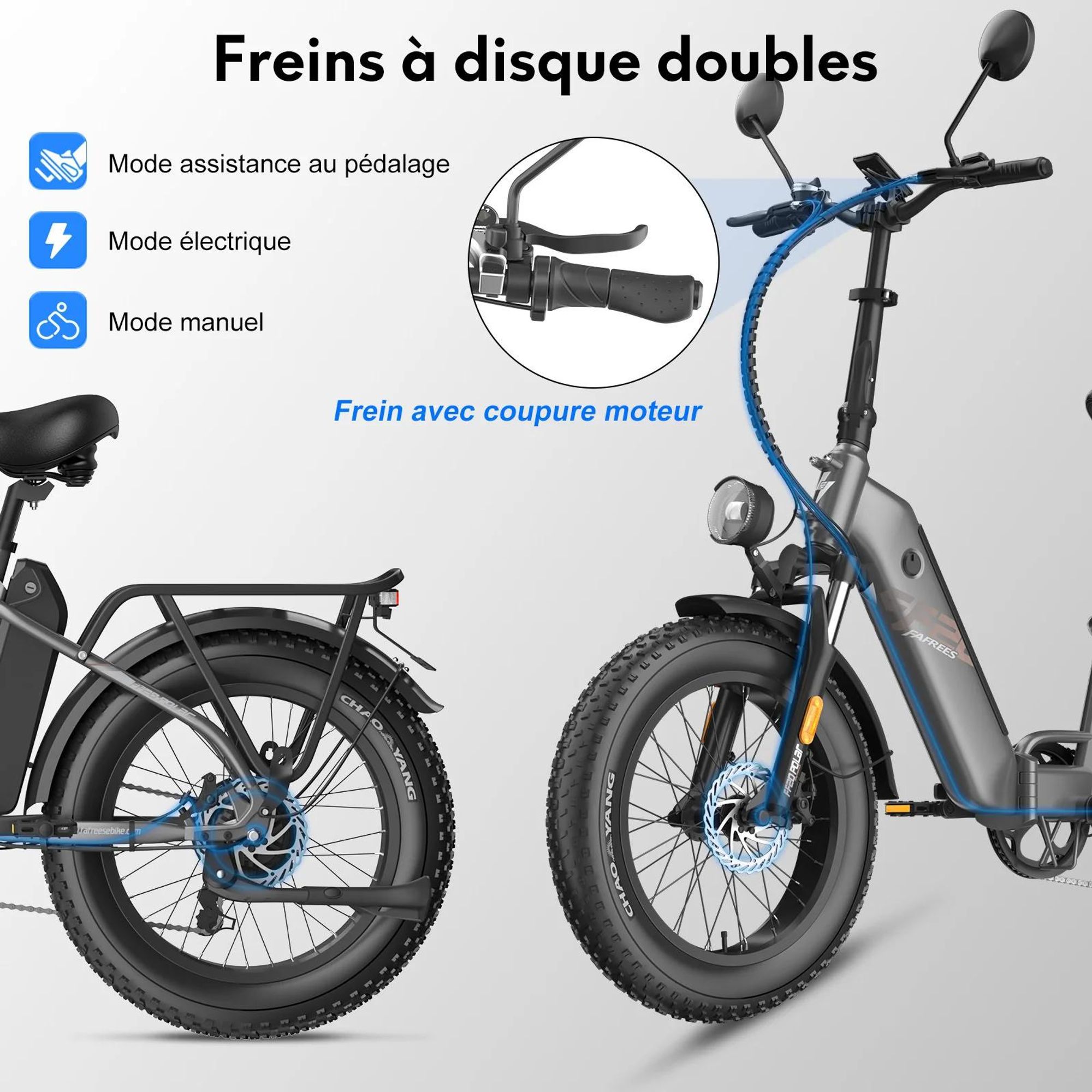 Vélo Électrique FAFREES FF20 Polar - Batterie 48V24Ah Pneus De 20 Pouces Frein à Disque Mécanique - Bleu