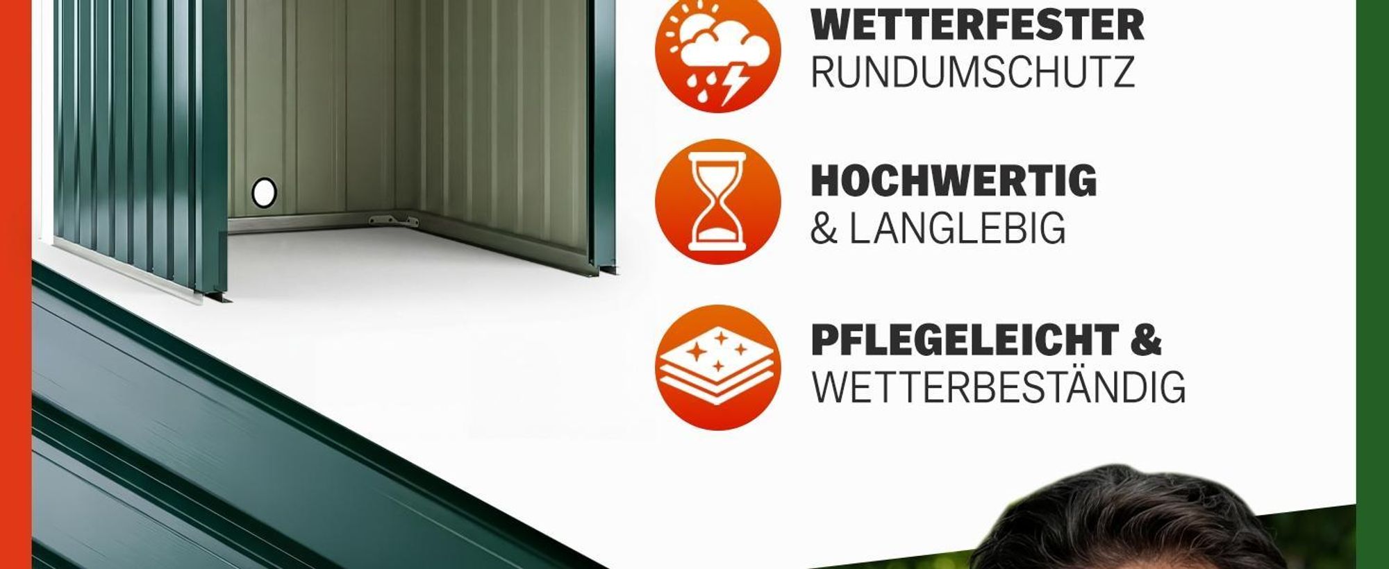 GARDEBRUK® Mähroboter Garage Metall Wetterbeständig Kabelführung 4x Erdanker Carport Rasen Garten, Farbe:Satteldach Grün