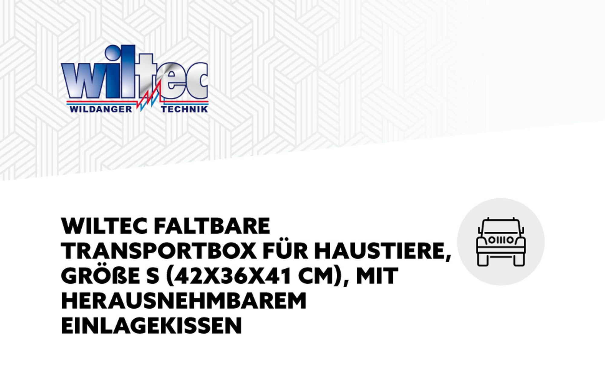 Wiltec Faltbare Transportbox für Hunde, Katzen S (42x36x41 cm), robust, leicht, sicher, Hundebox mit entnehmbarem Kissen, Schwarz