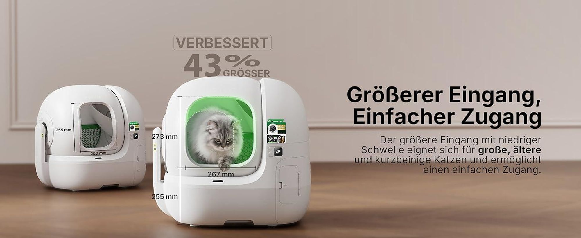 PETKIT PUROBOT Max Pro 2 Selbstreinigende Katzentoilette, Katzenklo Selbstreinigend mit Kamera, Präzise Mehrkatzen-Erkennung, für Mehrere Katzen