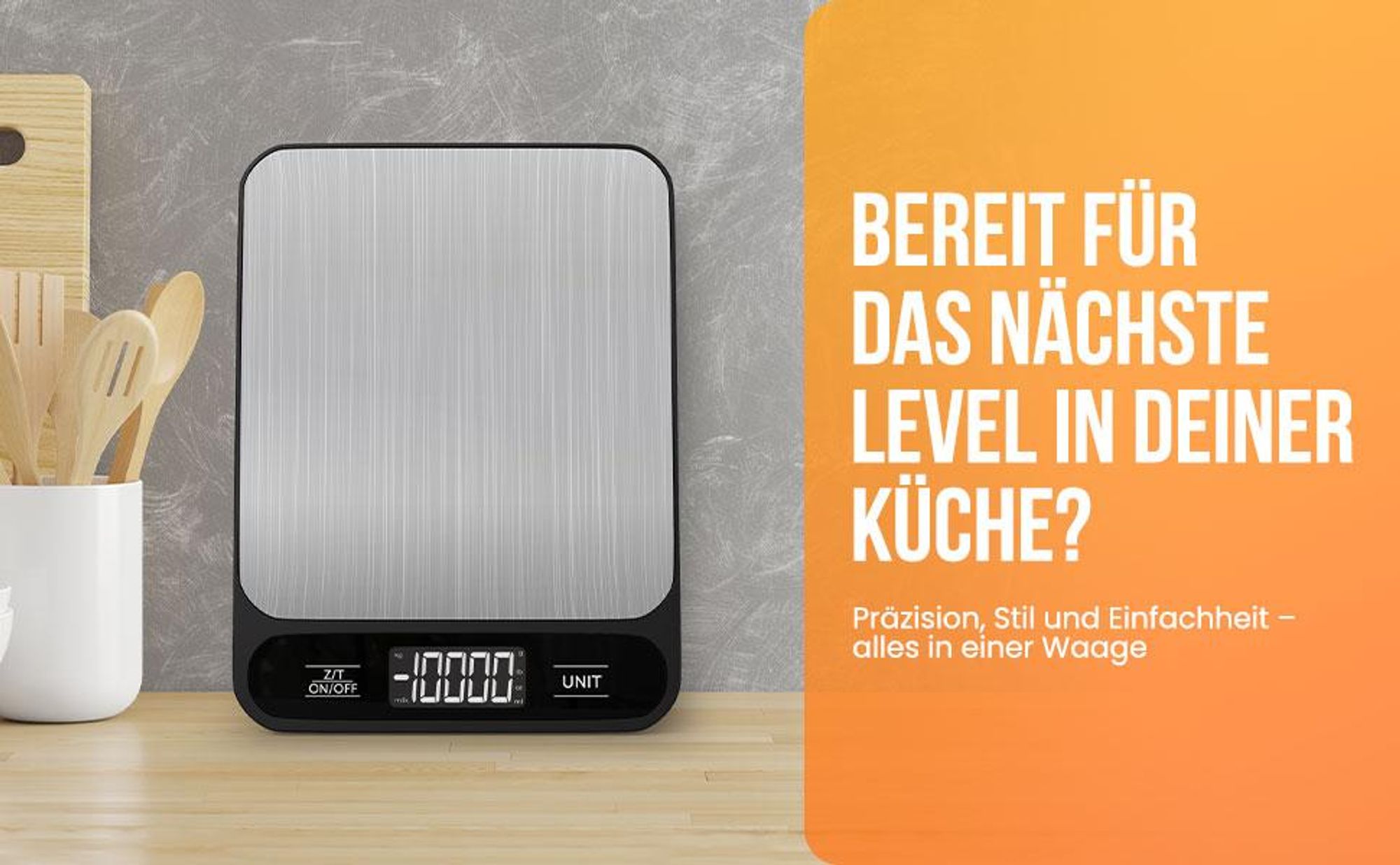 Strex Küchenwaage Digital - Küchenwaage - 1g bis 10kg - Tara-Funktion - Inklusive Batterien - Edelstahl/Schwarz