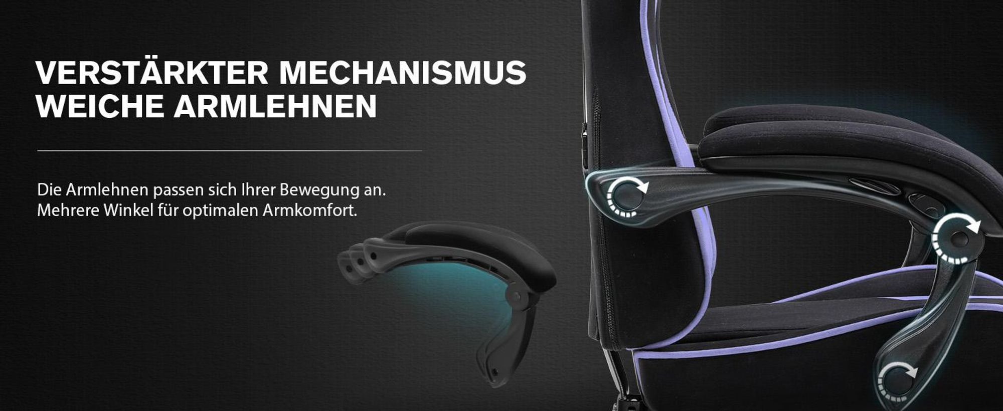 GTPLAYER Gaming Stuhl, Bürostuhl, Ergonomischer Pc Stuhl, Gaming Sessel mit Massagelendenwirbelstütze mit Fußstütze und Kopfstütze, Lila Stoff