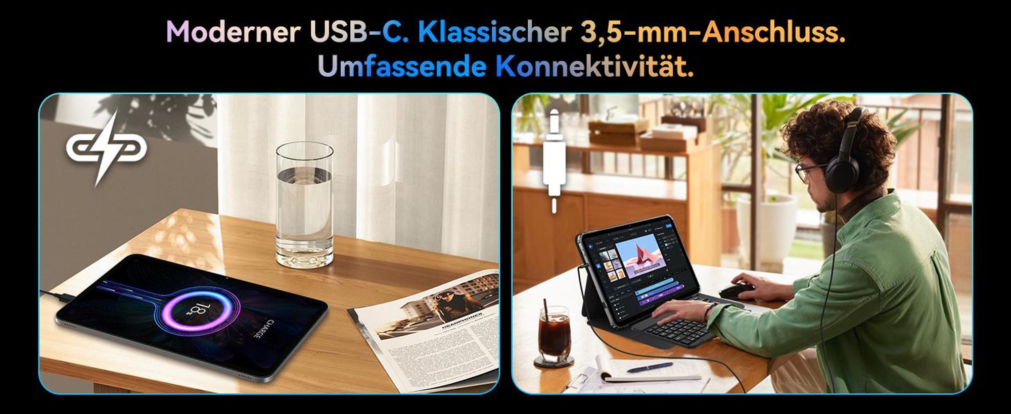 VekfulPC T60 Pro 13.4" Android 15 Set Tablet, 24GB(8+16) RAM 256GB ROM+2TB TF, 10000 mAh Akku/2K Display/120Hz/5G WiFi/Gemini AI 2.0/16MP Kamera