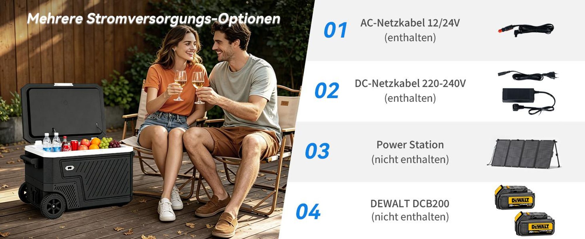 Puluomis Elektische Kompressor Kühlbox 45L, Luftkühler, -20°C bis 20°C, MAX/ECO Modus, <45dB, AC/DC/Batterie – für Camping, Offroad, Wohnmobil schwarz