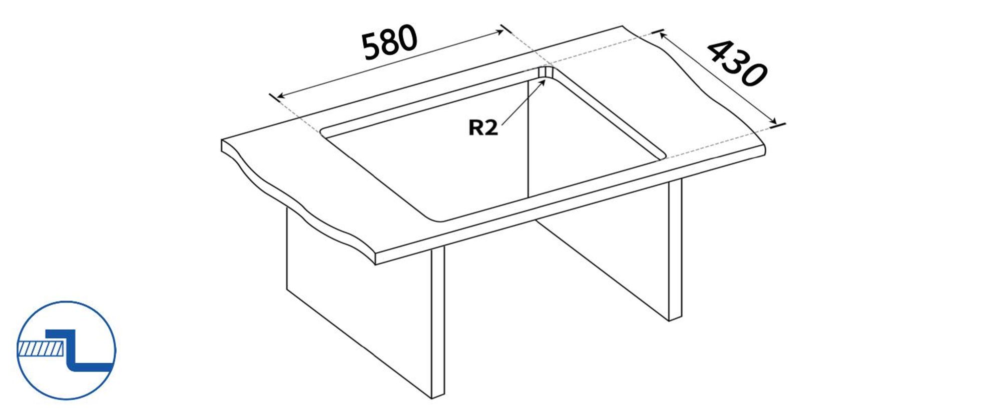 CECIPA MAX Spülbecken Schwarz Granit 60x45  Küchenspüle Rechteckig, Moderne Einbauspüle Granit, Waschbecken Küche, Einzelbecken mit 2 HahnLöcher