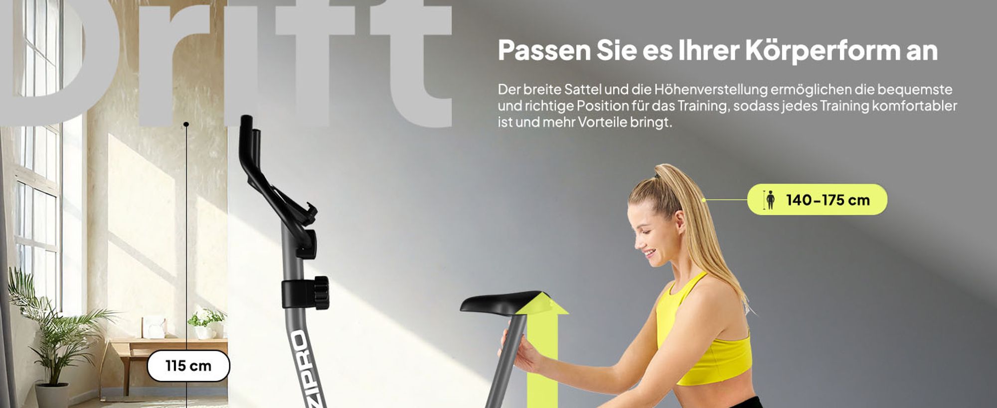 Zipro Heimtrainer Fahrrad Drift – Magnetisches Fitnessbike mit 6kg Schwungmasse Leiser Hometrainer für Zuhause Kompakt, mit Pulsmessung Tablethalter