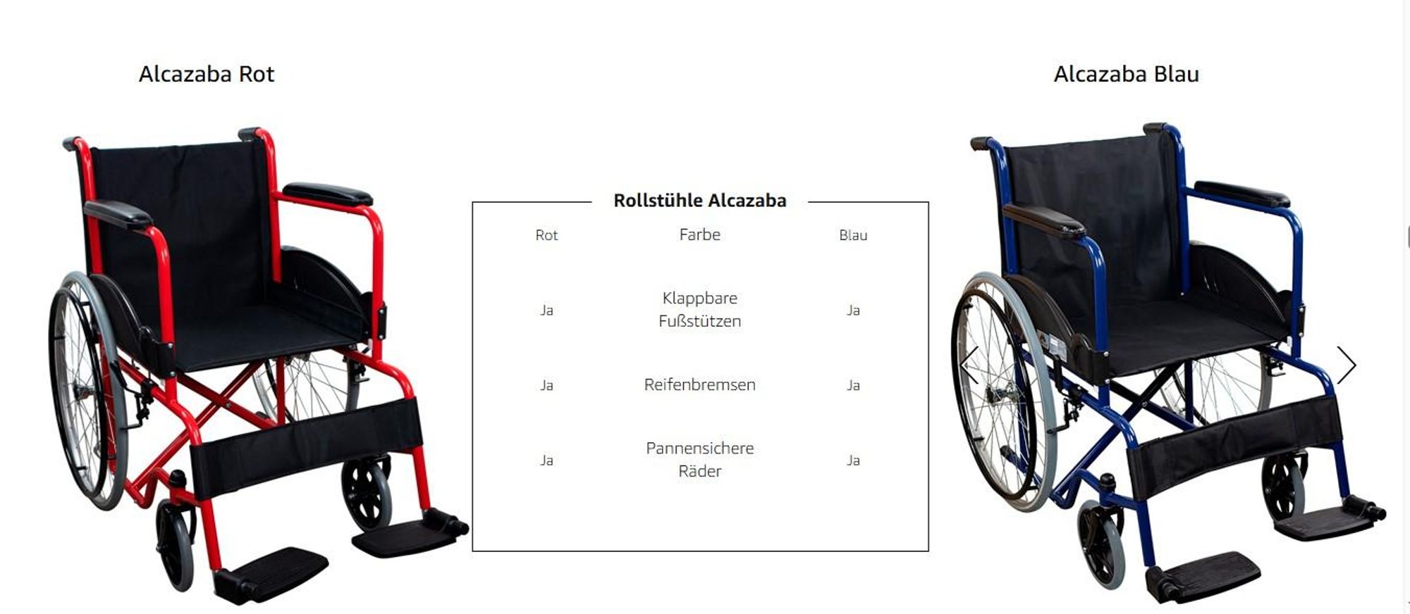 Rollstuhl faltbar Faltrollstuhl selbstfahrend Mobiclinic Alcazaba Sitz 46 cm Bordsteinauflaufsystem Anti-Schock-Reifen Bremsen an den Rädern Blau