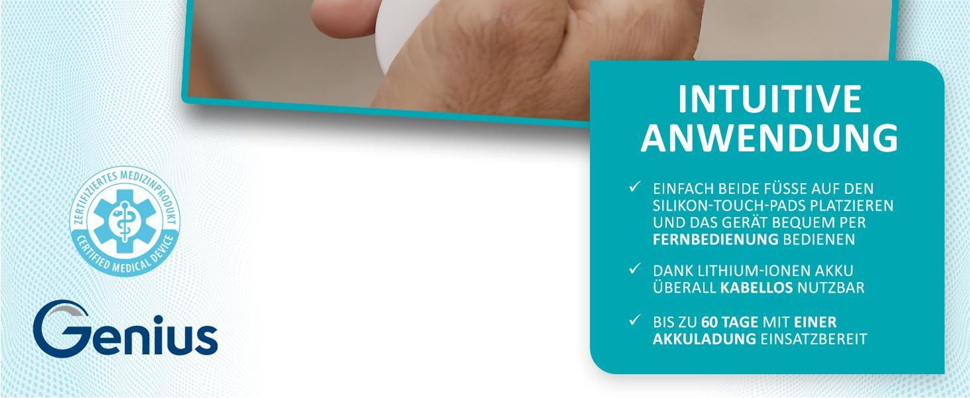 Genius Feelvita Acticur Vital-Set 13-tlg. Durchblutungs- Stimulator Bein und Fuß, EMS & TENS Gerät, 3 Elektrodenpads & Blutdruckmessgerät Handgelenk
