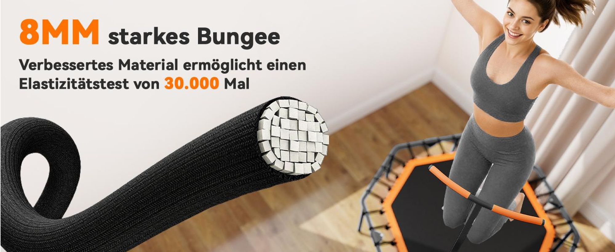 SPORTNOW Fitness Trampolin klappbar Ø128 cm Mini Trampoline mit Haltegriff