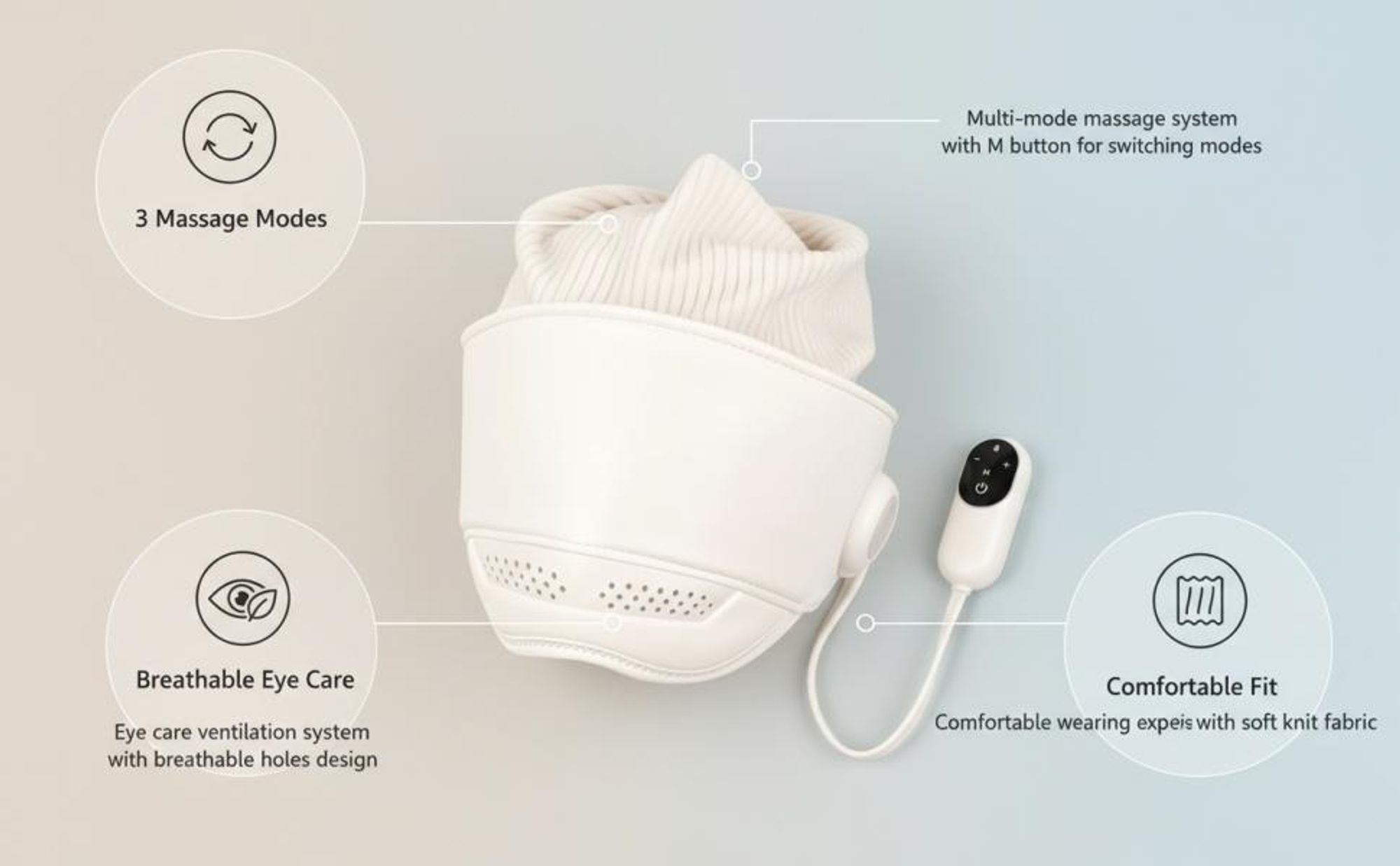 3pcs 360° Kopfhautmassagegerät, 6 Airbags, wiederaufladbar 2000 mAh, 3 Heizstufen, für Stressabbau, Tiefenentspannung & Wellness, Beige