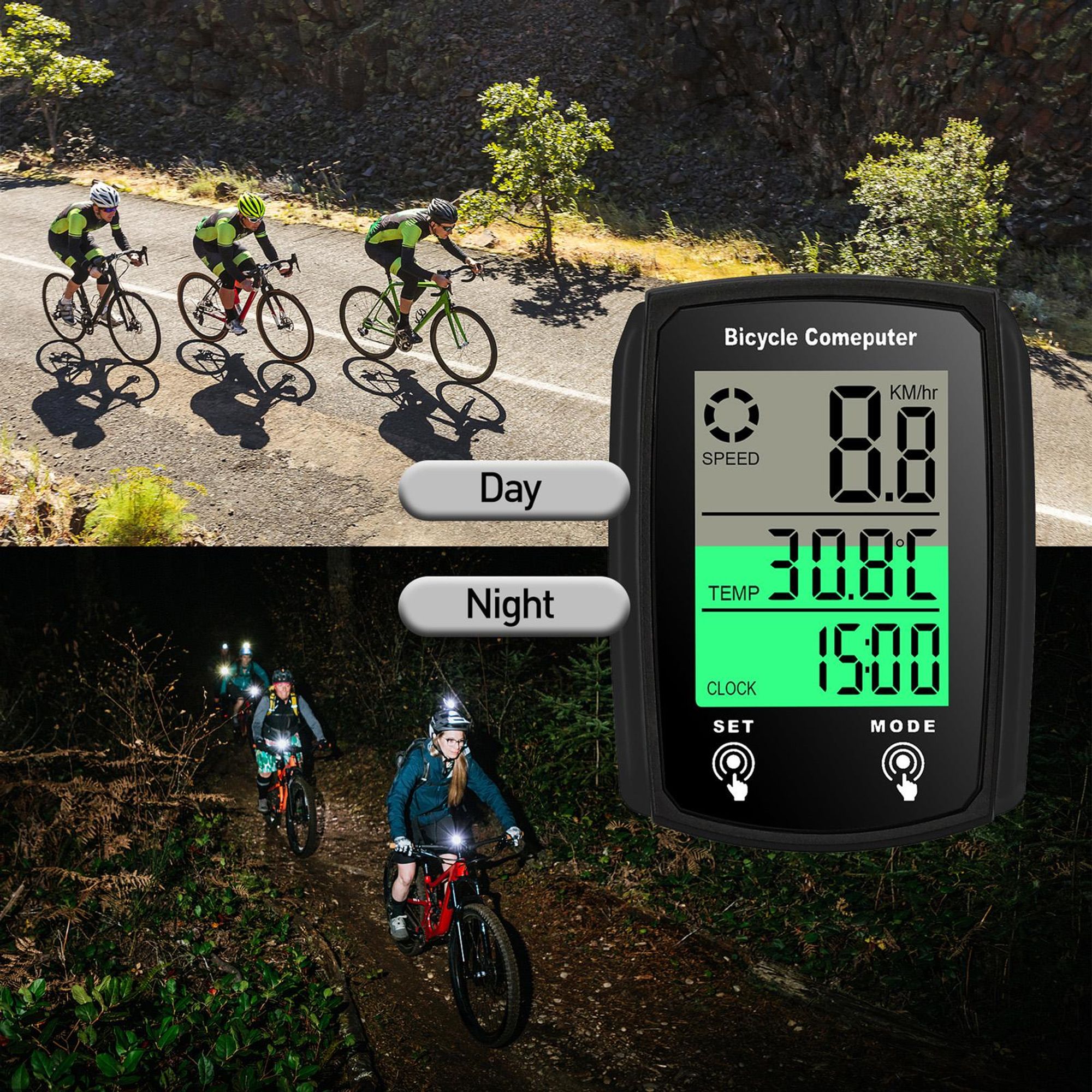 Kabelgebundener Fahrradcomputer 19 Funktionen Touch Bike Tachometer Kilometerzaehler Wasserdichter Fahrradcomputer mit Hintergrundbeleuchtung