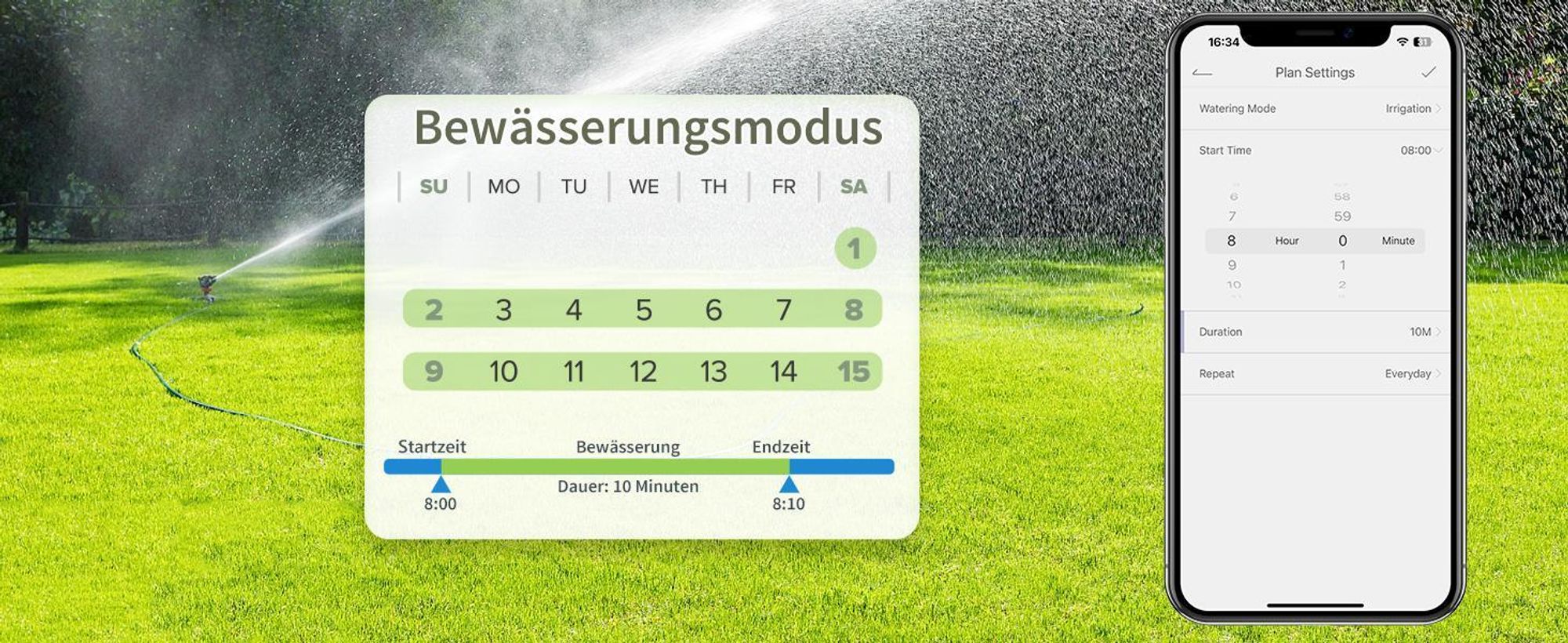 Diivoo Bewässerungscomputer WLAN 4 Ausgänge Automatische Bewässerungsuhr mit WiFi Hub für Garten Rasen