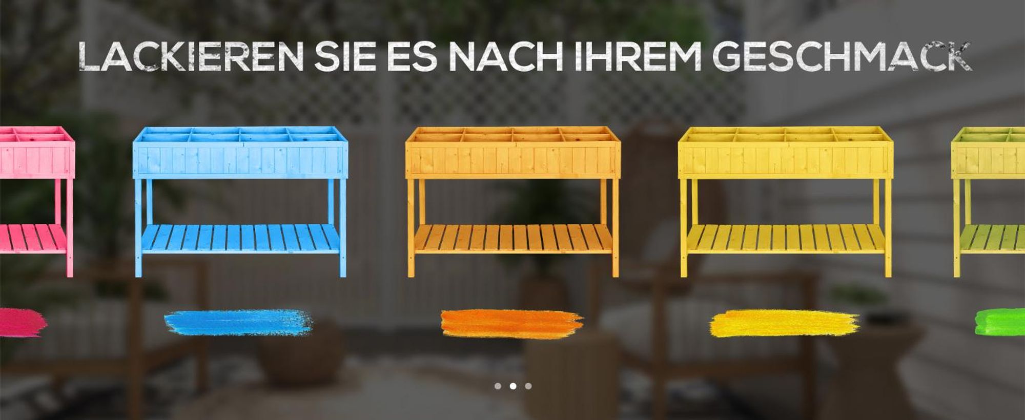 Outsunny Hochbeet 8 Fächer Pflanztisch Blumenkasten Tannenholz Ablage + Abfluss