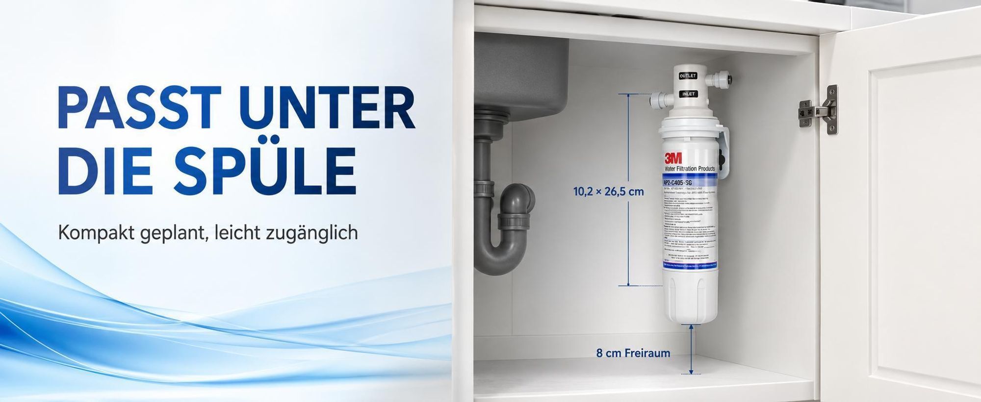 Ari Nordic 3-Wege Küchenarmatur Gold Ausziehbar mit 3M AP2-C405-SG Trinkwasserfilter Untertisch Wasserfiltersystem