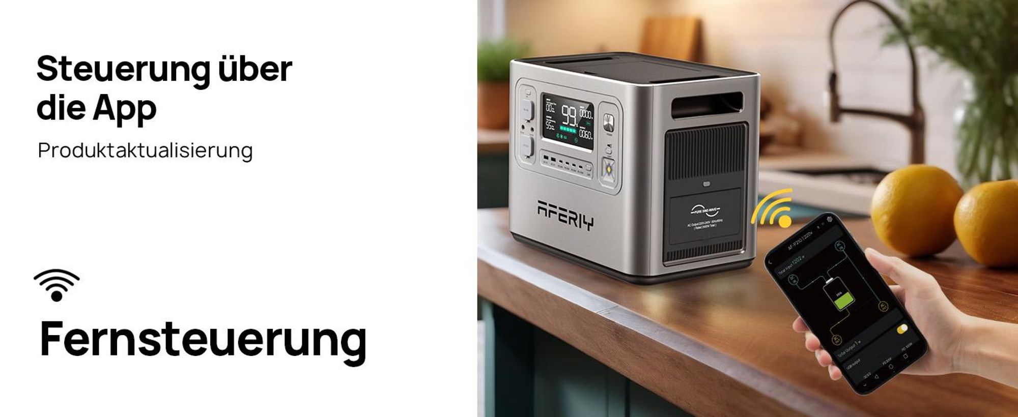 AFERIY P210 Powerstation 2400W 2048Wh LiFePO4 Solargenerator, 1,5 Std. Schnellladung, USV unter 10 ms, App-Steuerung