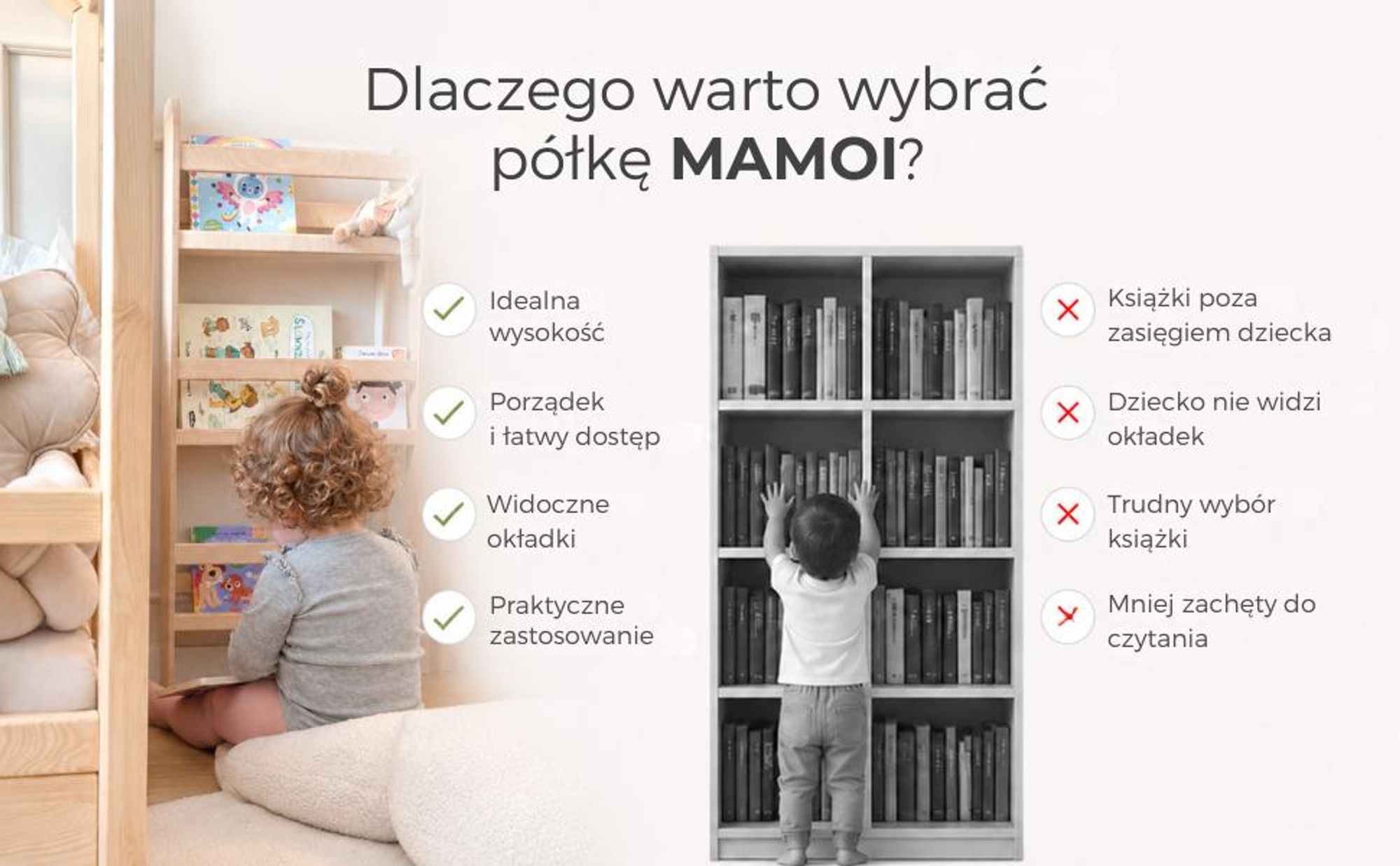 MAMOI® regał dla dzieci, regał do pokoju dziecięcego, półka na książki, półka na książki, półka ścienna dla dzieci, półka na książki dla dzieci