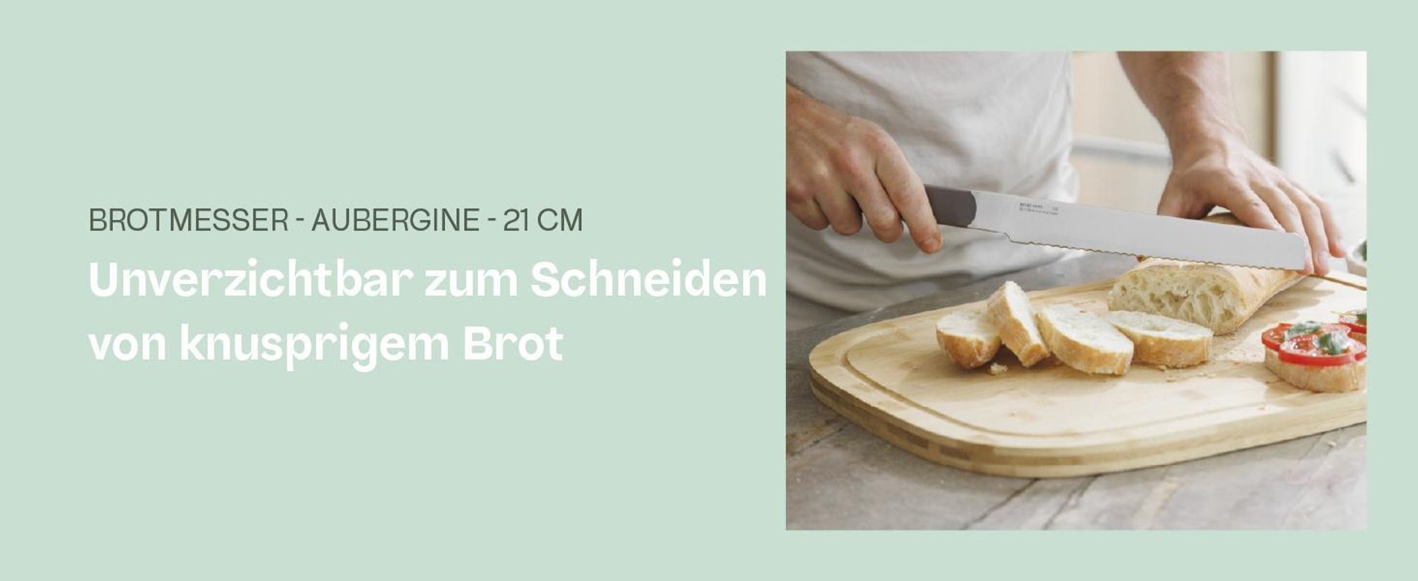 BergHOFF Home Elements Brotmesser 21 cm, Wellenschliffmesser aus Edelstahl, ideal für Brot, Kuchen und Melone, ergonomischer Griff, Aubergine