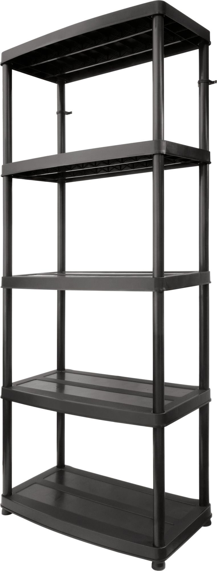 Drabest | Skladové regály - Sklepní regály - Plastový regál 180x74x40 cm - Černý - Vysoká nosnost 250 kg - Stabilní a odolný
