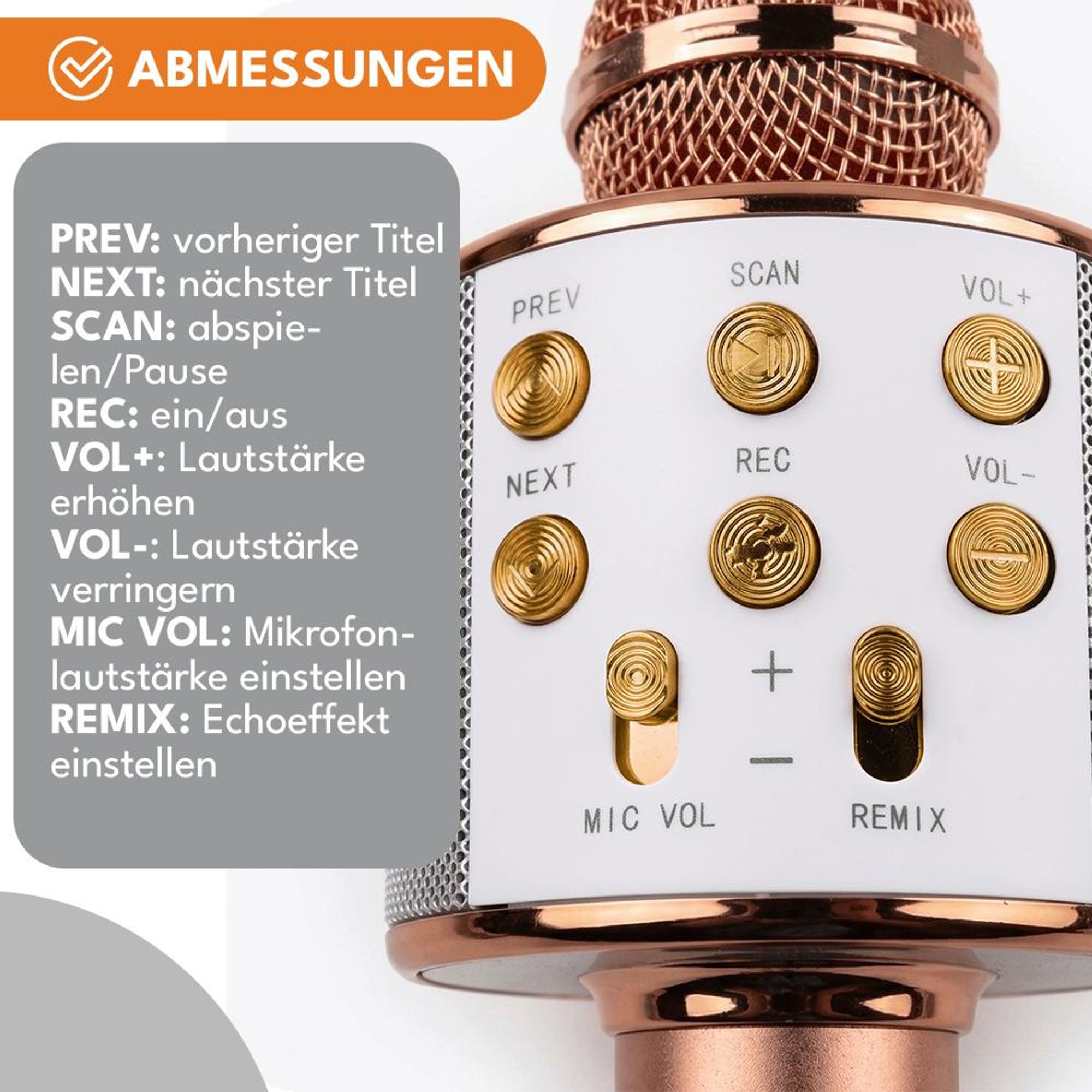KRUMAD Karaoke Mikrofon Bluetooth Kabellos, Mikrofon mit Lautsprecher, Echo Effekt, Tragbar, LED Licht, für Kinder und Erwachsene, Schwarz