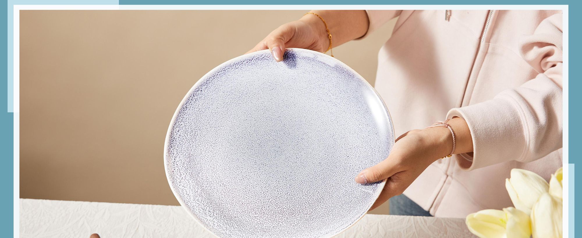 Teller Set 4-teiliges Keramik Ø27,7cm – Essteller, Pasta- & Dessertteller für 4 Personen – Reactive Glaze Oberfläche, mikrowellen- & spülmaschinenfest