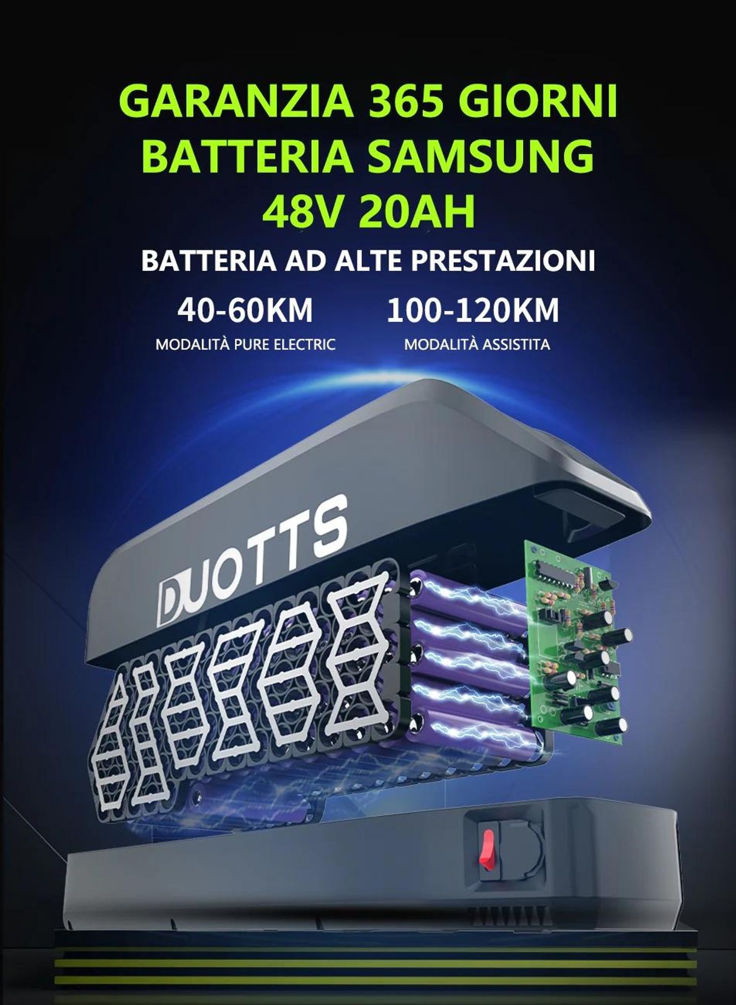 Duotts N26 E-bike - batteria 48V20AH 26x4.0 pollici pneumatici freni idraulici - Bianco blu